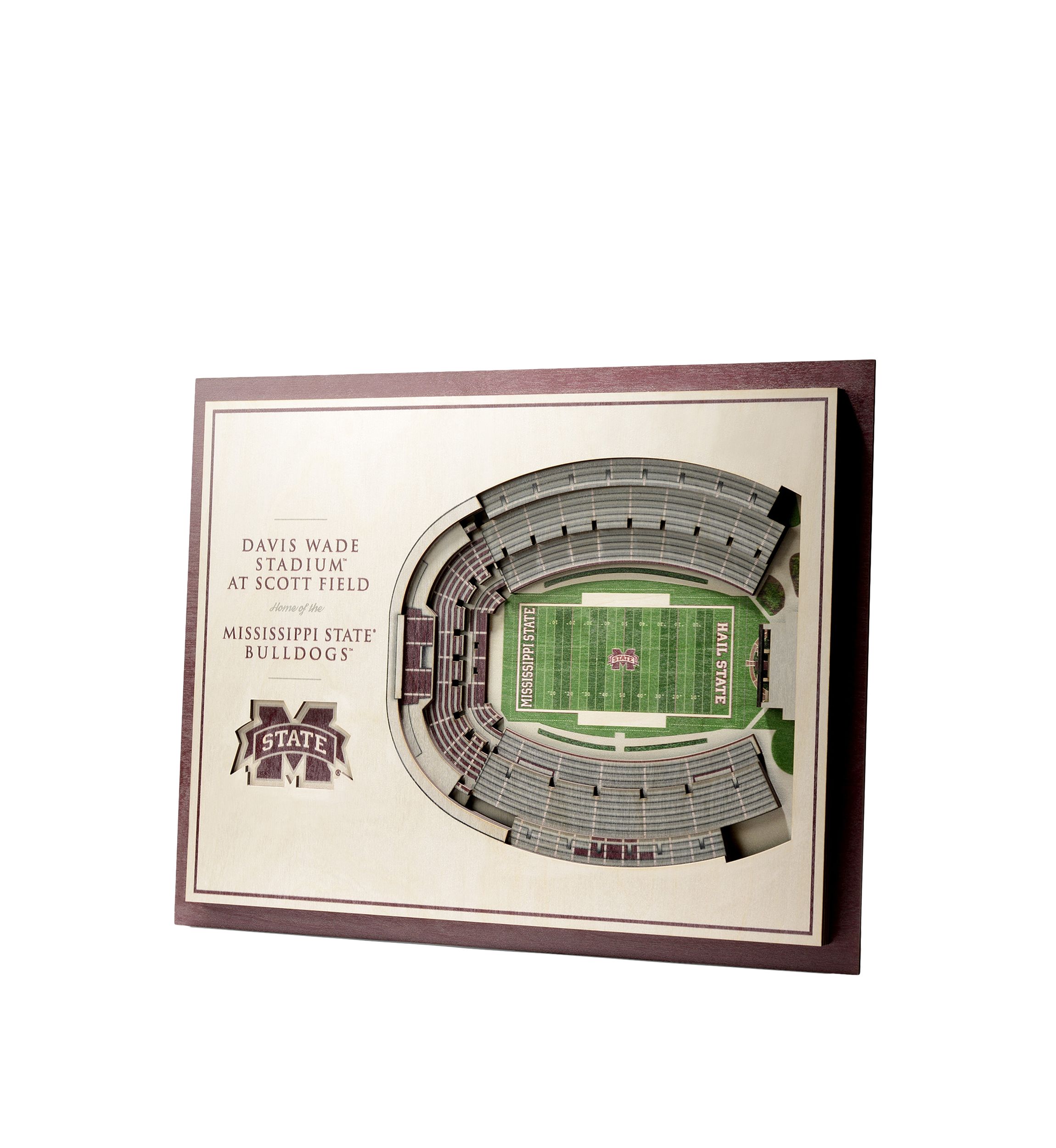 YouTheFan NCAA Mississippi State Bulldogs 5-Layer StadiumView 3D Wall Art - Davis Wade Stadium at Scott Field