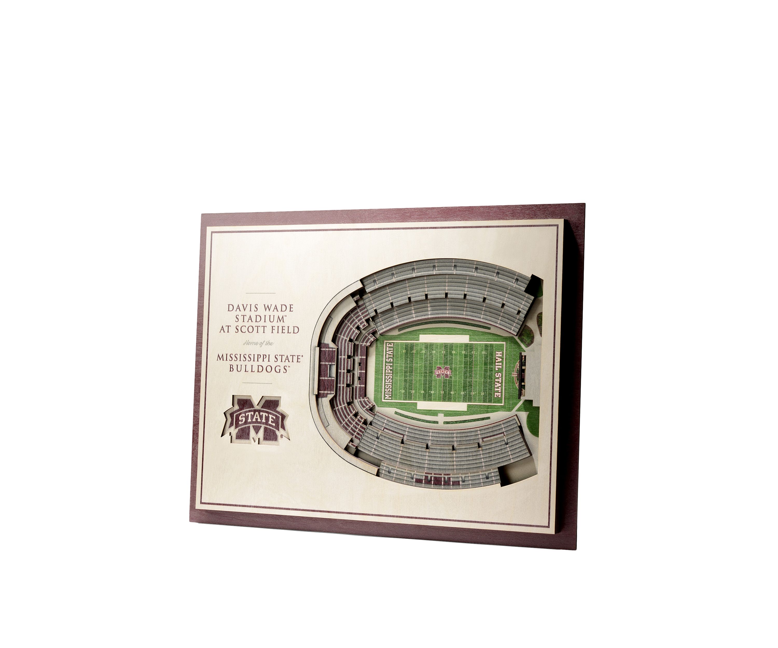 YouTheFan NCAA Mississippi State Bulldogs 5-Layer StadiumView 3D Wall Art - Davis Wade Stadium at Scott Field