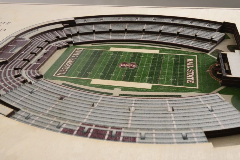 YouTheFan NCAA Mississippi State Bulldogs 5-Layer StadiumView 3D Wall Art - Davis Wade Stadium at Scott Field