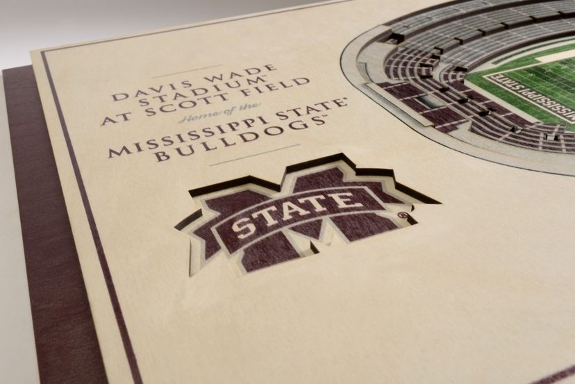 YouTheFan NCAA Mississippi State Bulldogs 5-Layer StadiumView 3D Wall Art - Davis Wade Stadium at Scott Field