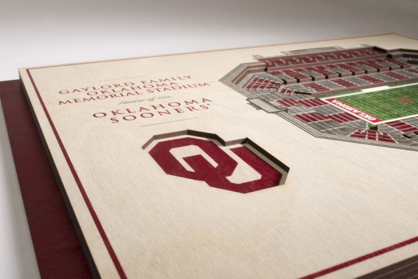YouTheFan NCAA Oklahoma Sooners 5-Layer StadiumView 3D Wall Art - Gaylord Family Oklahoma Memorial Stadium