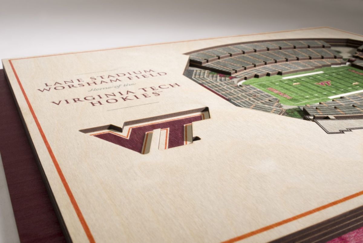 YouTheFan NCAA Virginia Tech Hokies 5-Layer StadiumView 3D Wall Art - Lane Stadium Worsham Field