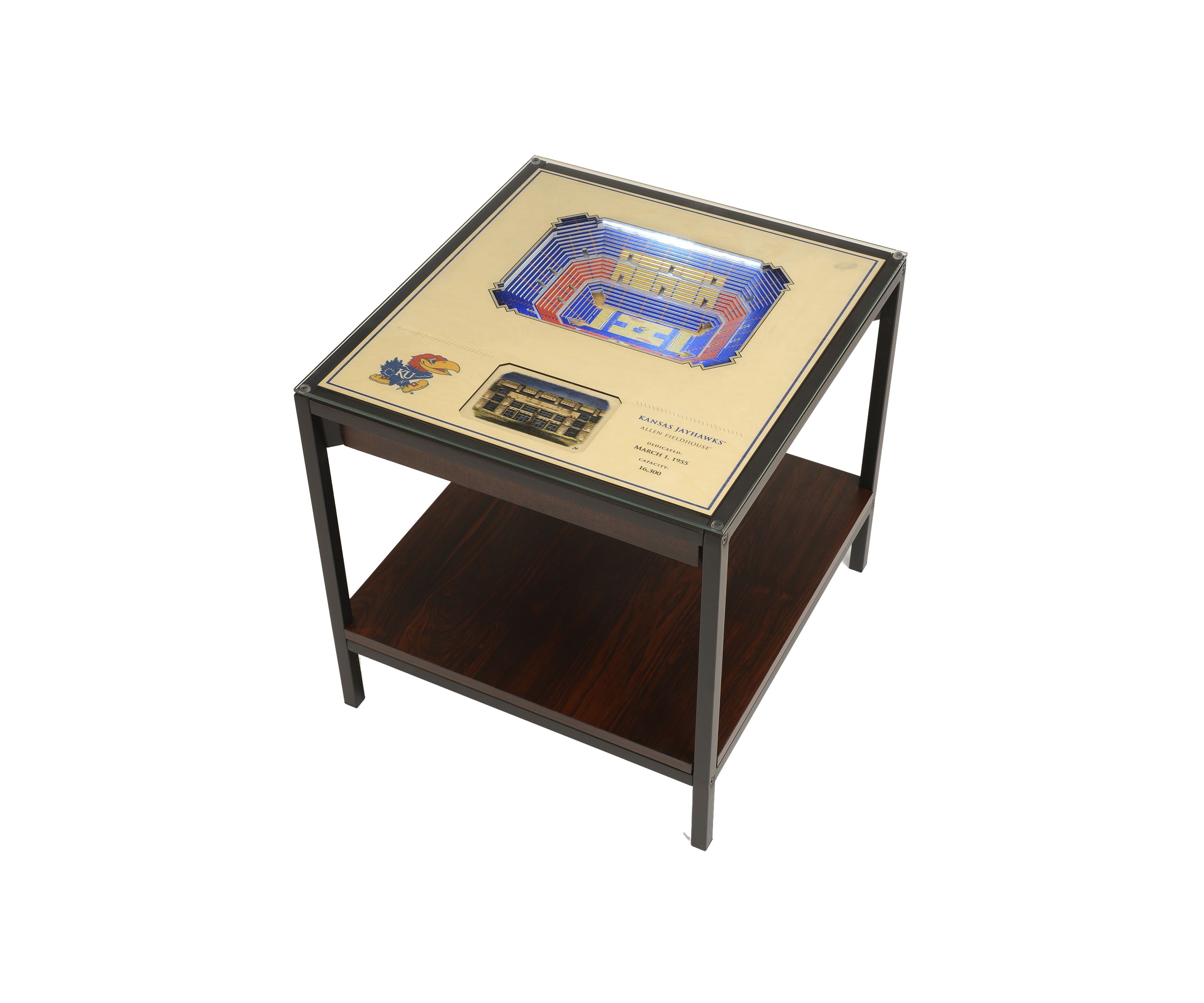 YouTheFan NCAA Kansas Jayhawks 25-Layer StadiumViews Lighted End Table - Allen Fieldhouse