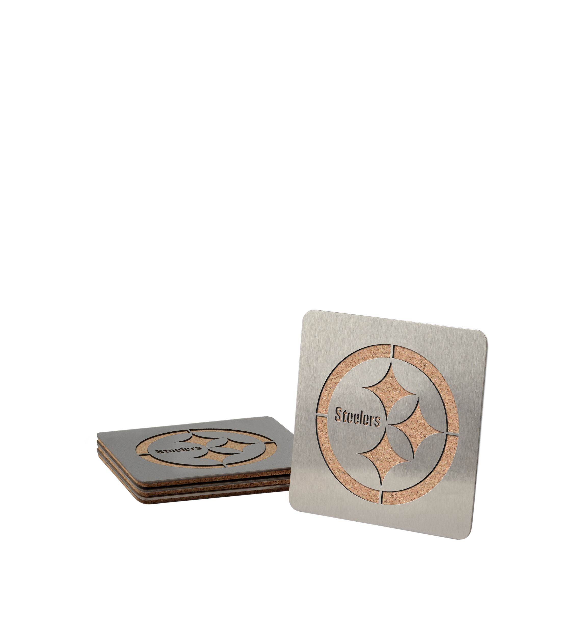 YouTheFan NFL Pittsburgh Steelers Boasters, 4-Piece Coaster Set