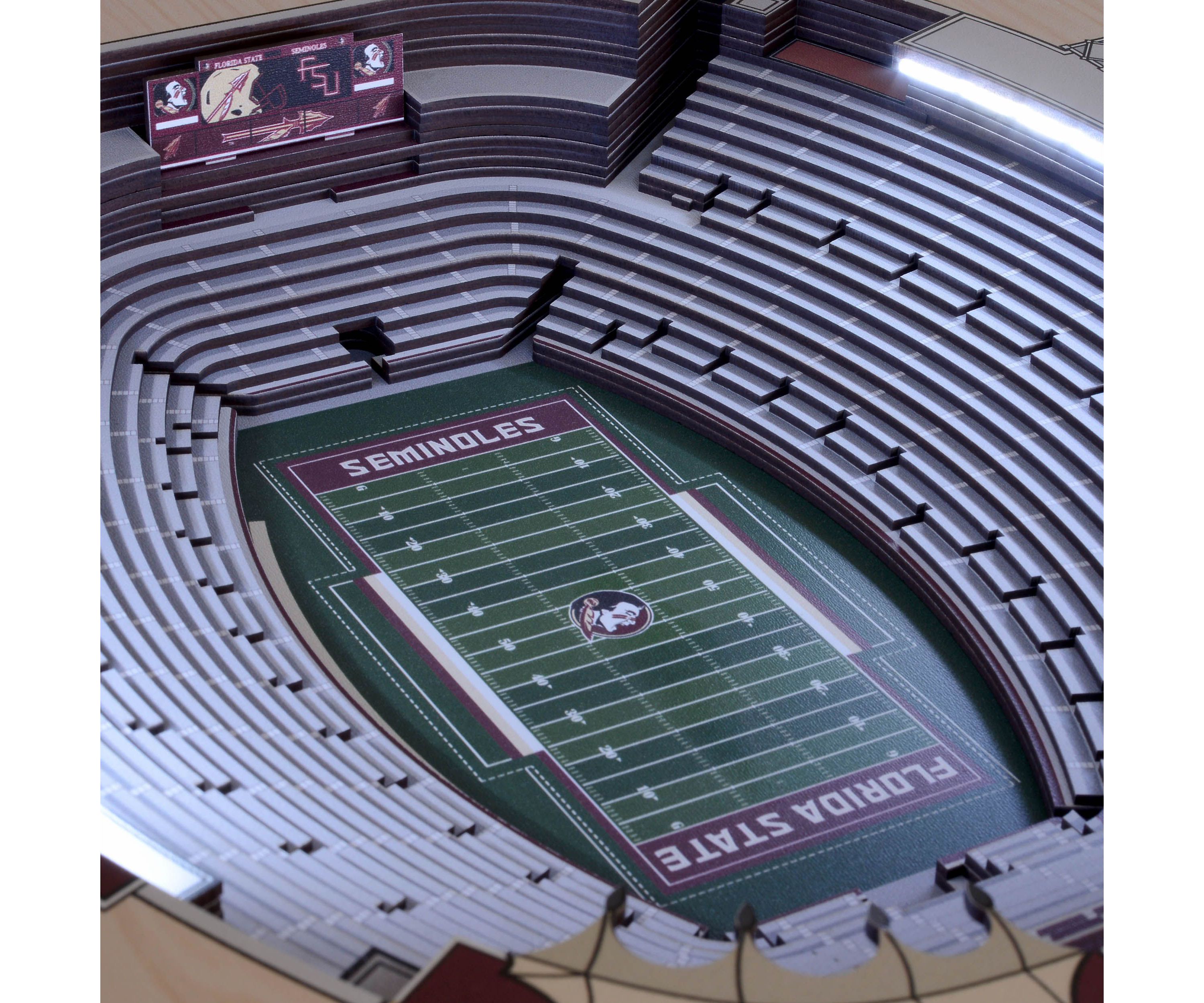 YouTheFan NCAA Florida State Seminoles 25-Layer StadiumViews Lighted End Table - Doak Campbell Stadium