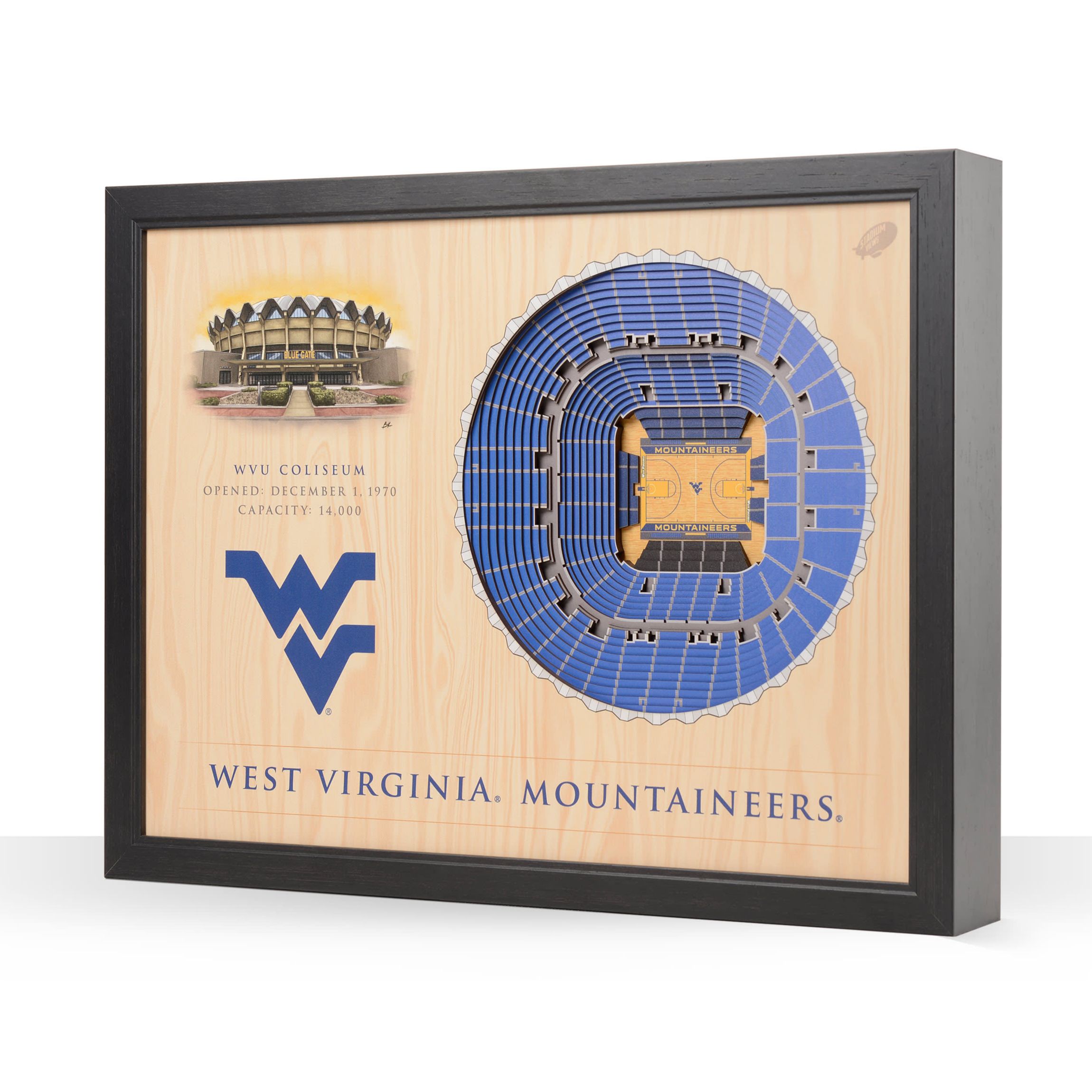 YouTheFan NCAA West Virginia Mountaineers BB 25-Layer StadiumViews 3D Wall Art - WVU Coliseum