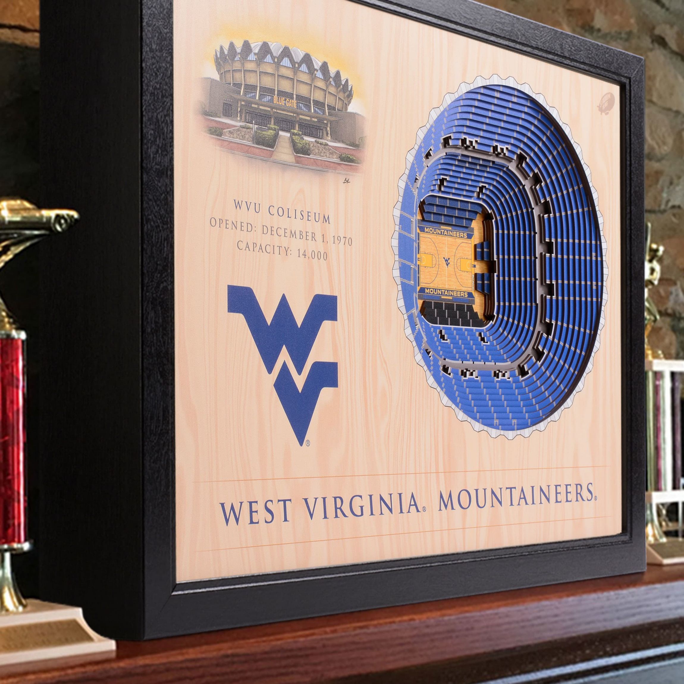 YouTheFan NCAA West Virginia Mountaineers BB 25-Layer StadiumViews 3D Wall Art - WVU Coliseum