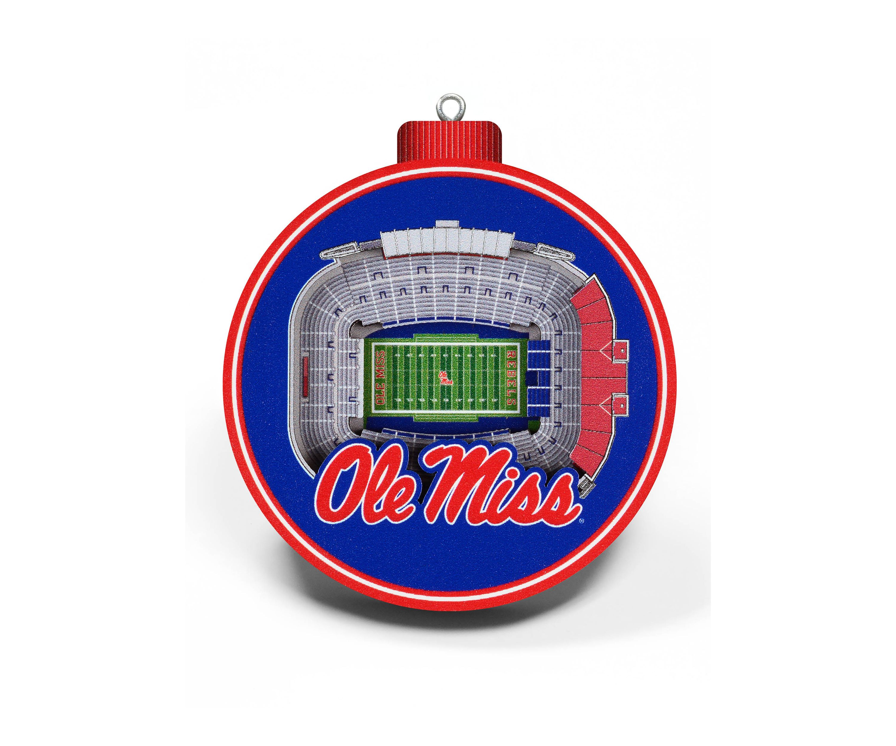 Ole Miss Rebels YouTheFan NCAA Mississippi Rebels 3D StadiumView Ornament - Vaught Hemingway Stadium