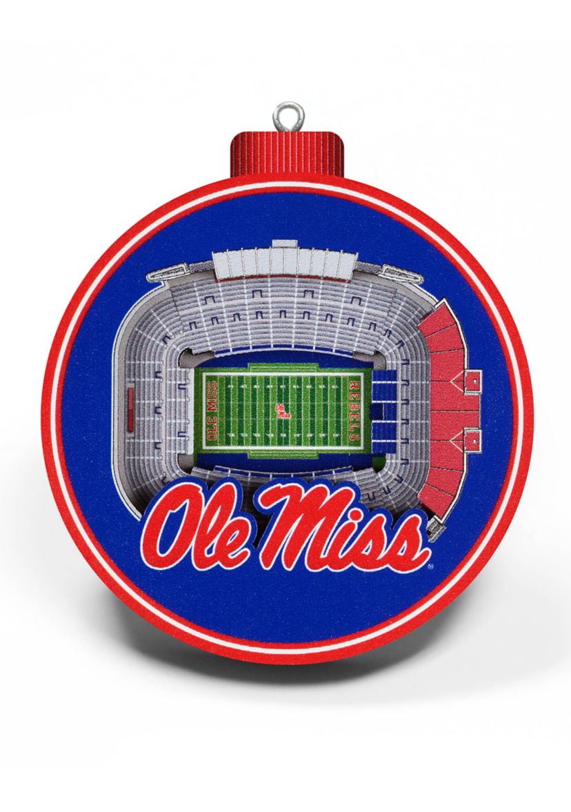 Ole Miss Rebels YouTheFan NCAA Mississippi Rebels 3D StadiumView Ornament - Vaught Hemingway Stadium