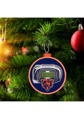 NFL, Holiday, Chicago Bears Xmas Ornament Set Blown Glass Snow