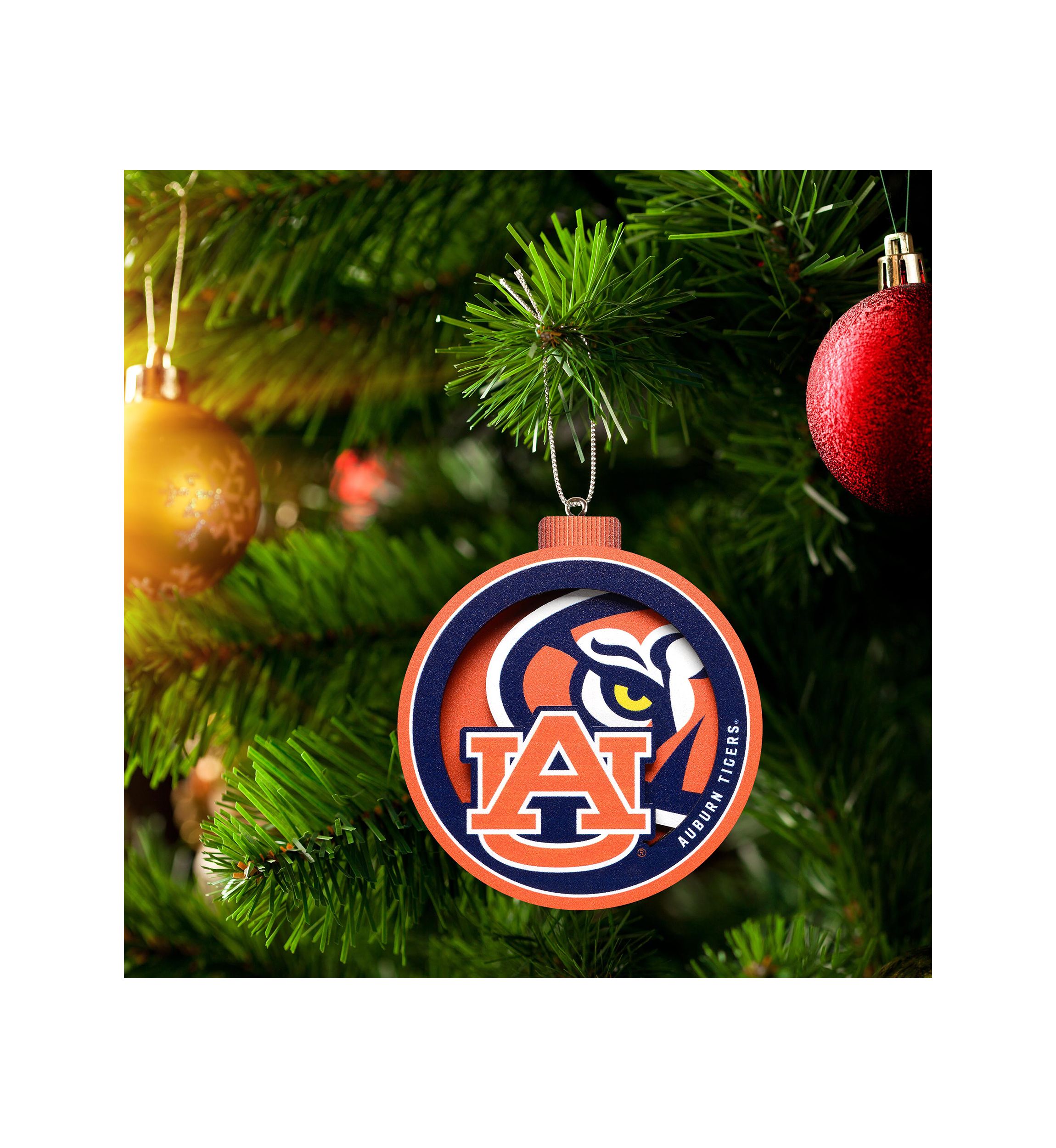 YouTheFan NCAA Auburn Tigers 3D Logo Series Ornaments