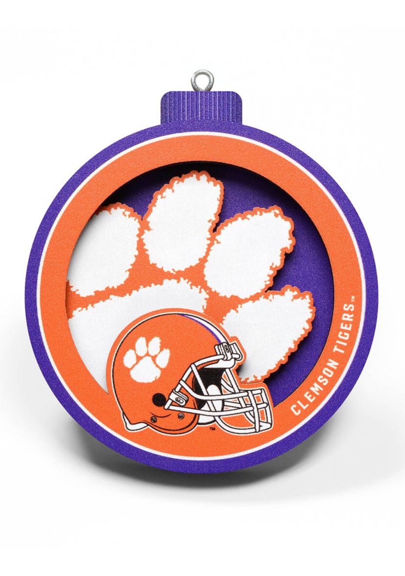 YouTheFan NCAA Clemson Tigers 3D Logo Series Ornaments