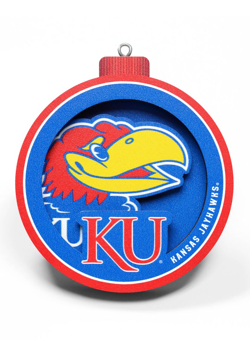 YouTheFan NCAA Kansas Jayhawks 3D Logo Series Ornaments