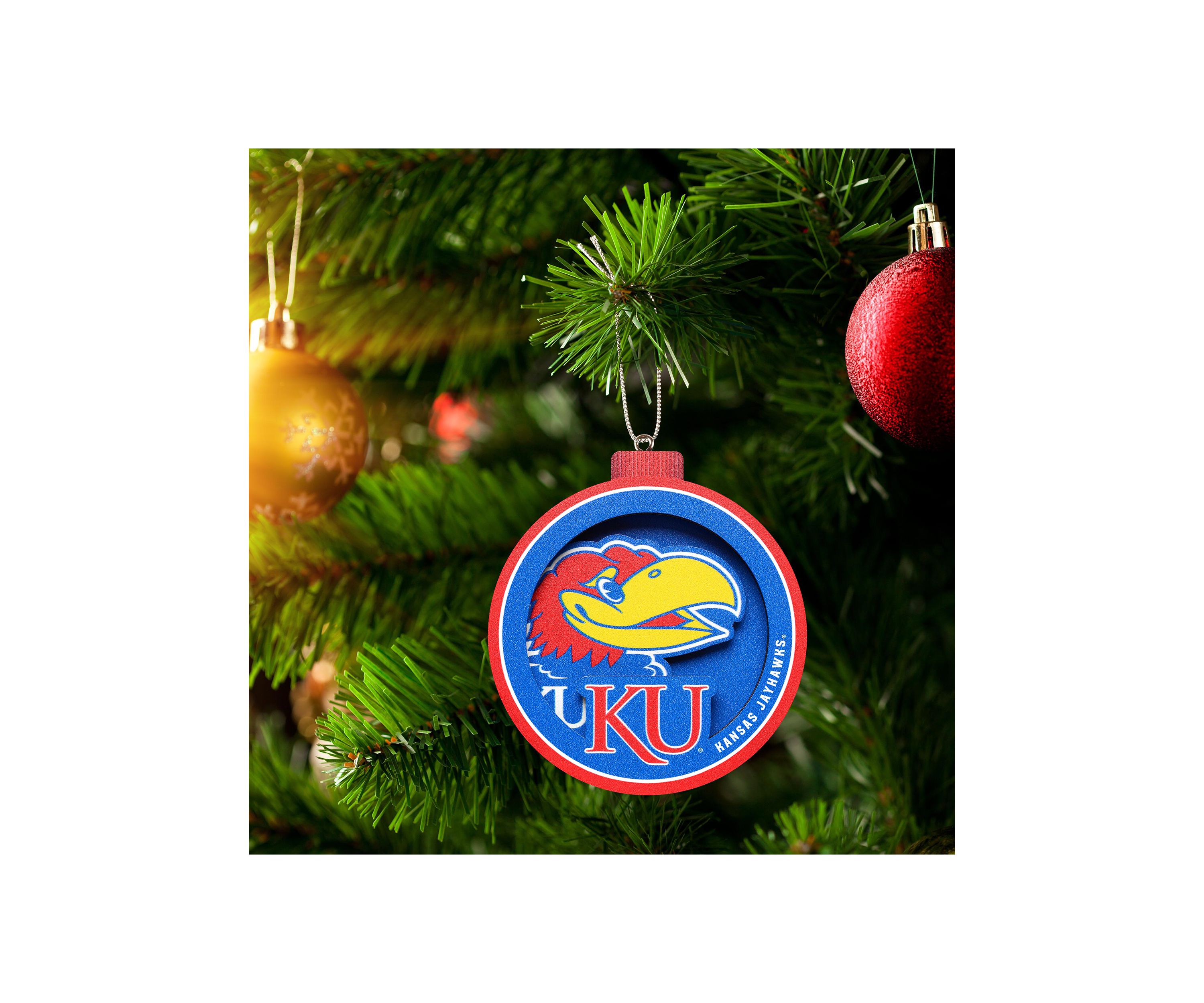 YouTheFan NCAA Kansas Jayhawks 3D Logo Series Ornaments