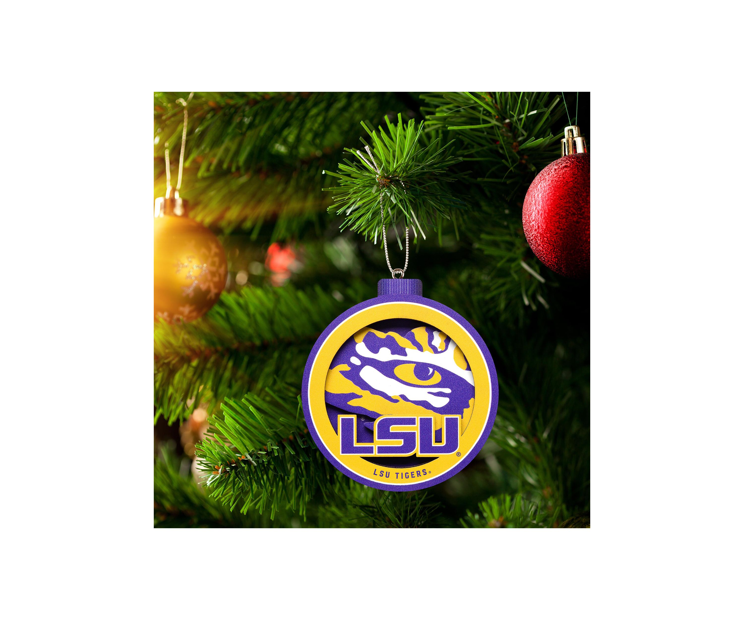 YouTheFan NCAA LSU Tigers 3D Logo Series Ornaments