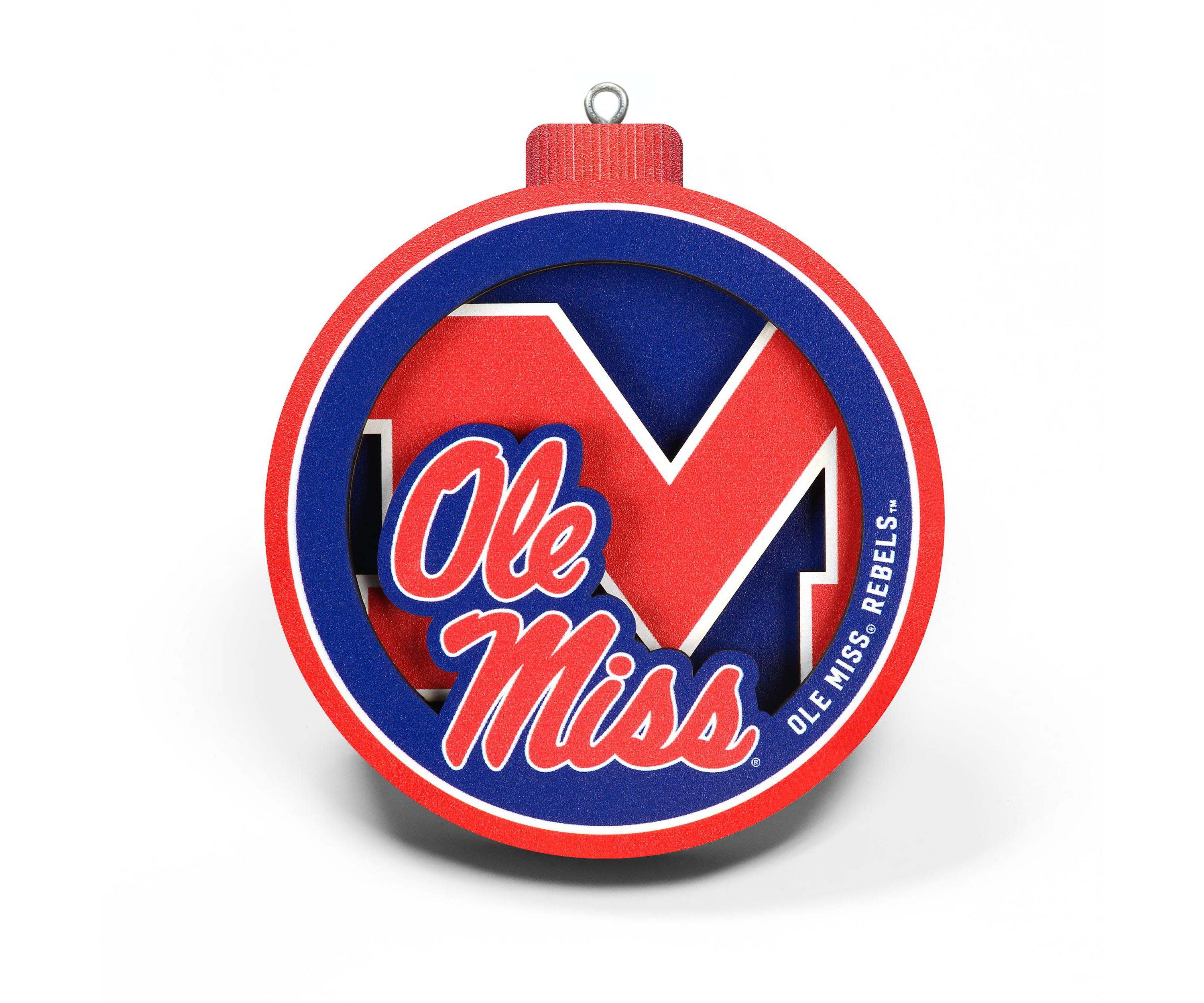 Ole Miss Rebels YouTheFan NCAA Mississippi Rebels 3D Logo Series Ornaments
