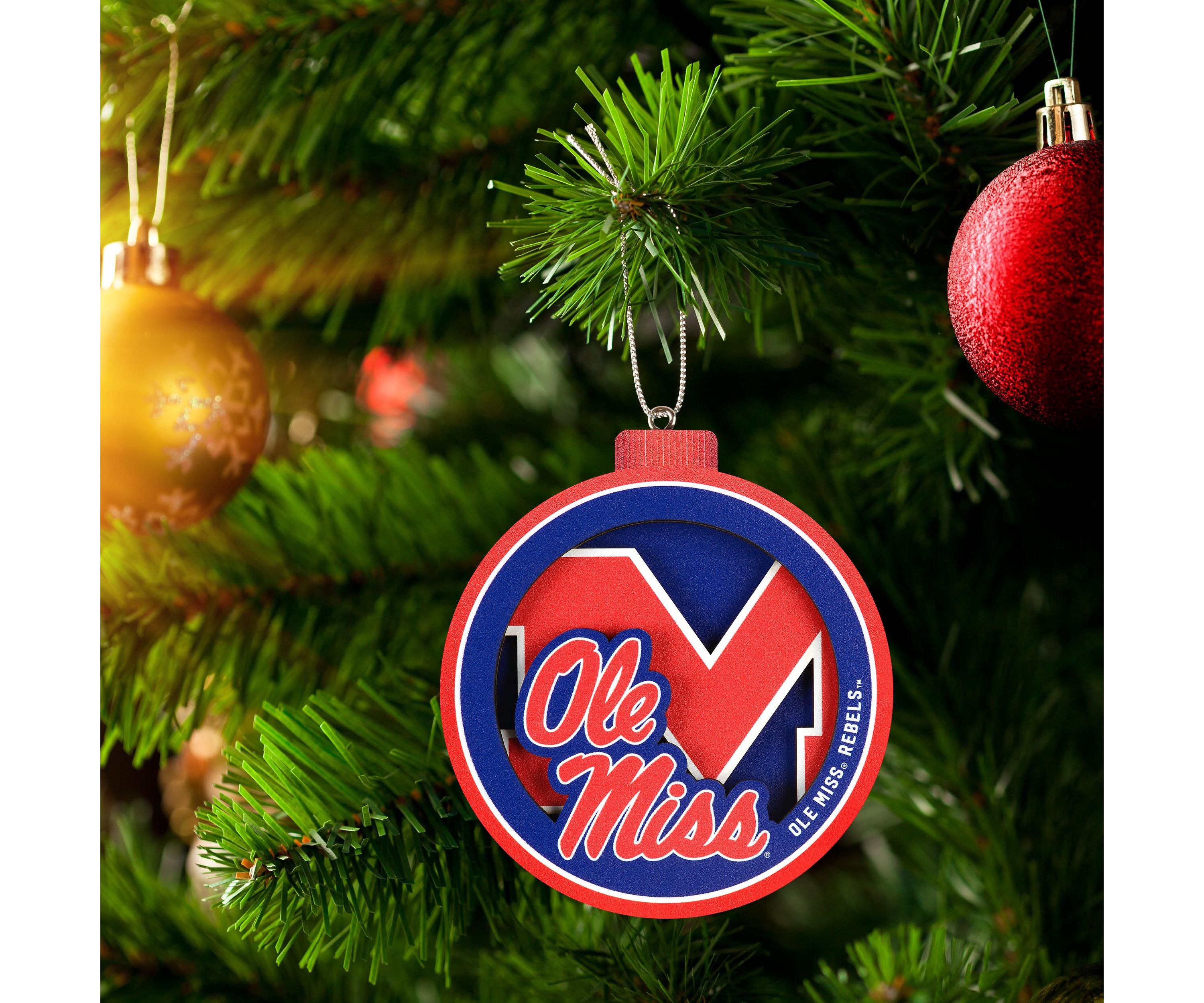 Ole Miss Rebels YouTheFan NCAA Mississippi Rebels 3D Logo Series Ornaments