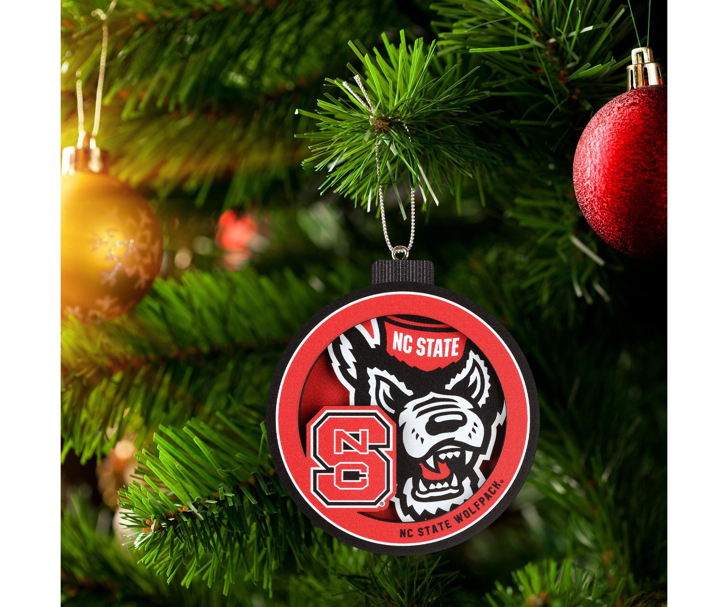YouTheFan NCAA NC State Wolfpack 3D Logo Series Ornaments