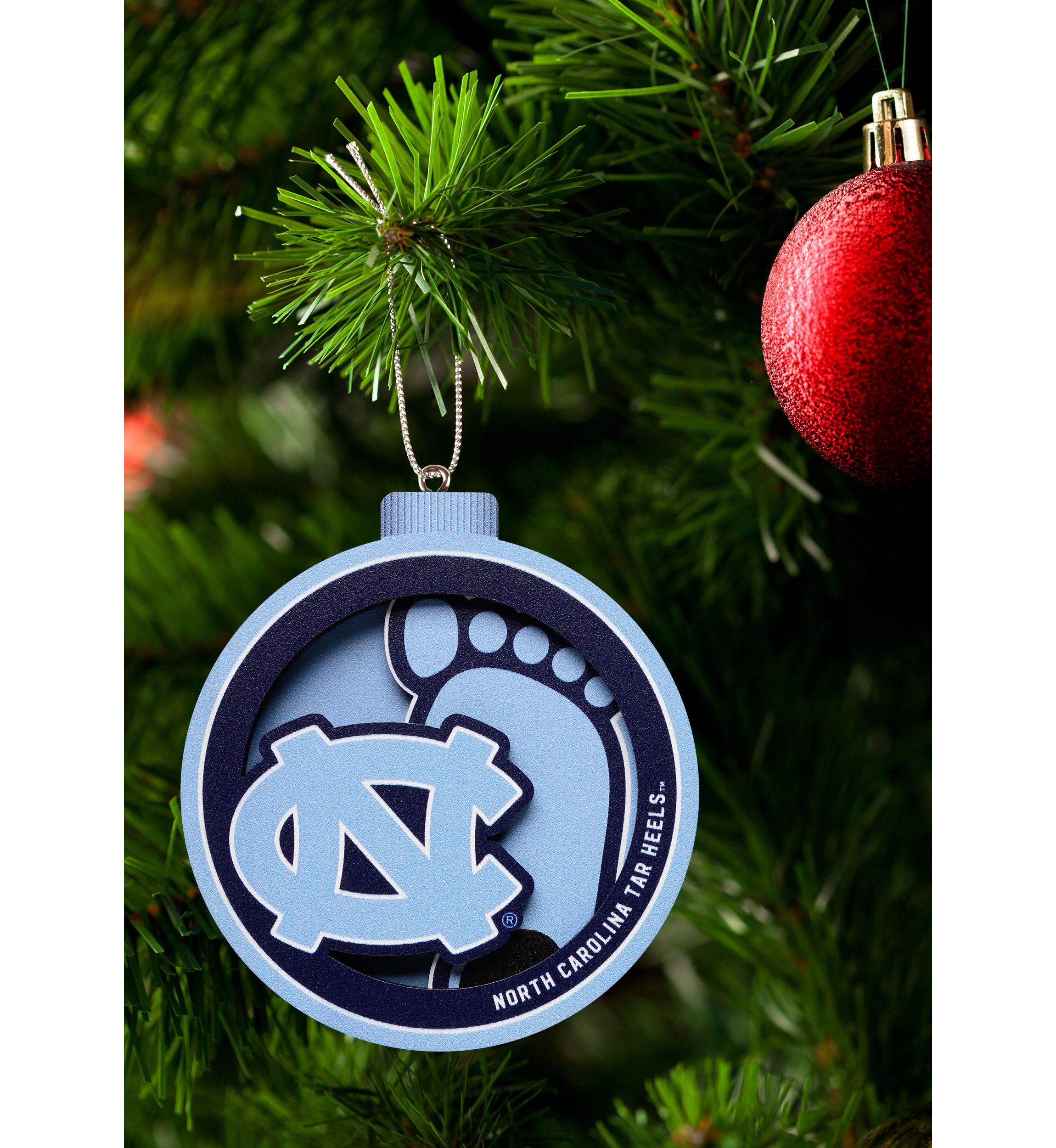 YouTheFan NCAA North Carolina Tar Heels 3D Logo Series Ornaments
