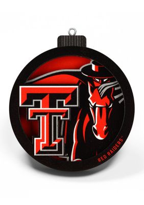 YouTheFan NCAA Texas Tech Red Raiders 3D Logo Series Ornaments