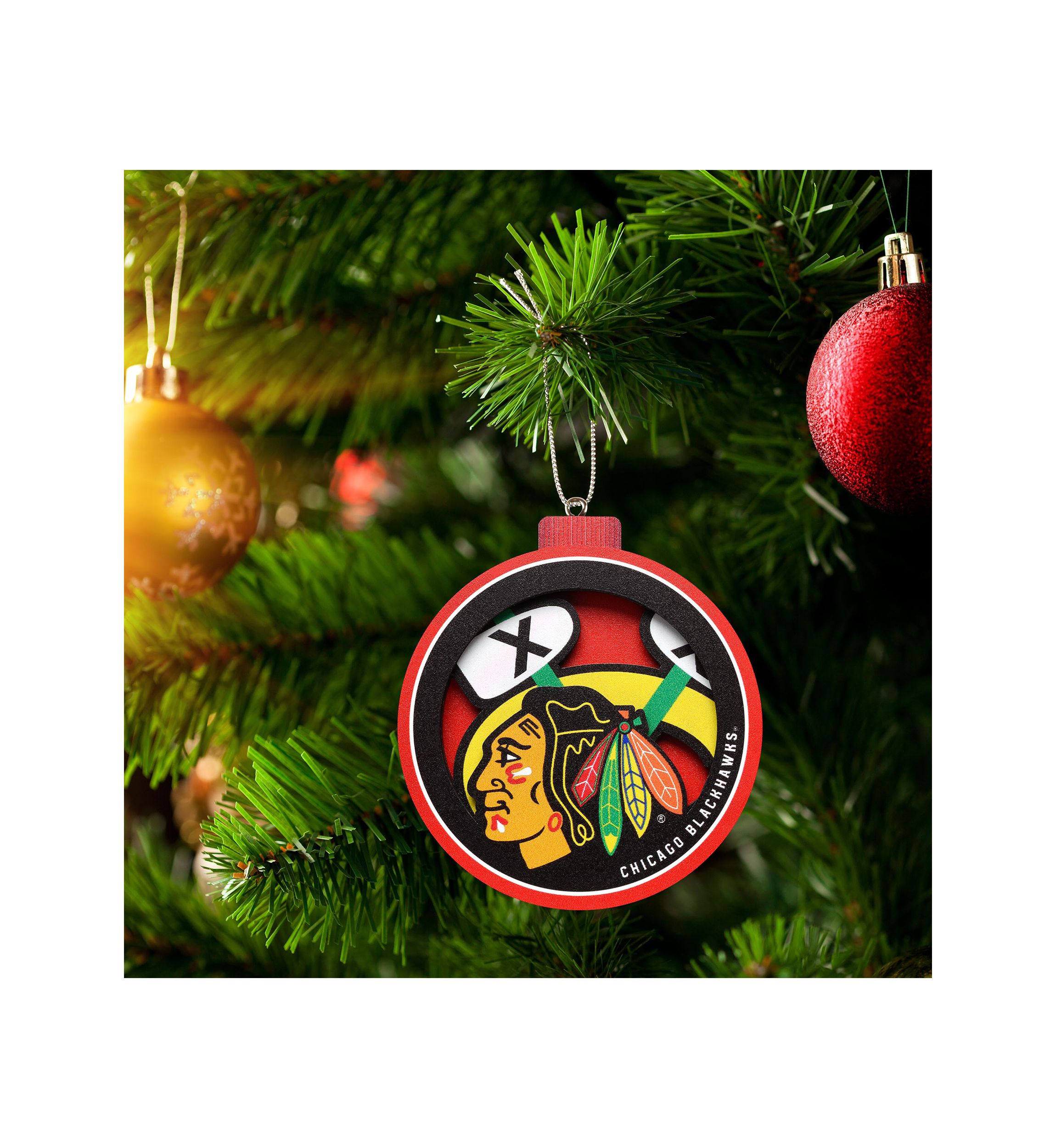YouTheFan NHL Chicago Blackhawks 3D Logo Series Ornaments