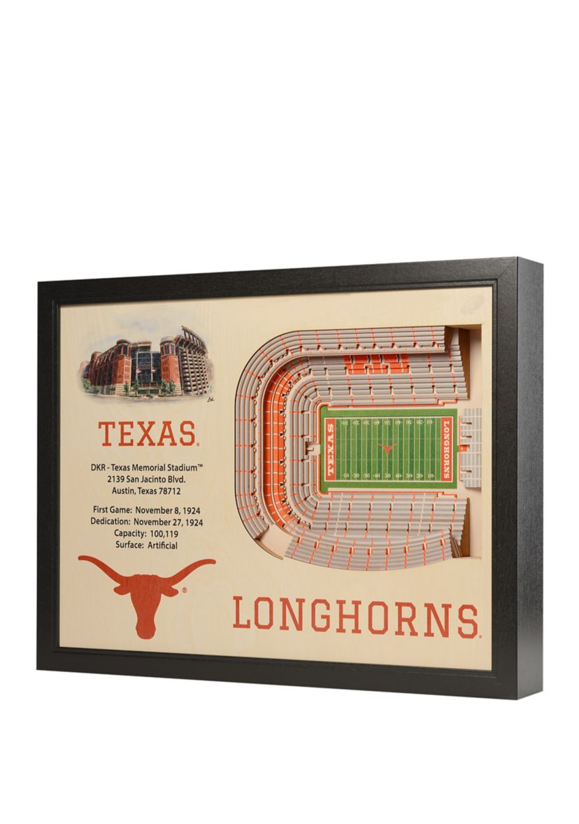 YouTheFan NCAA Texas Longhorns 25-Layer StadiumViews 3D Wall Art - Darrell K Royal–Texas Memorial Stadium