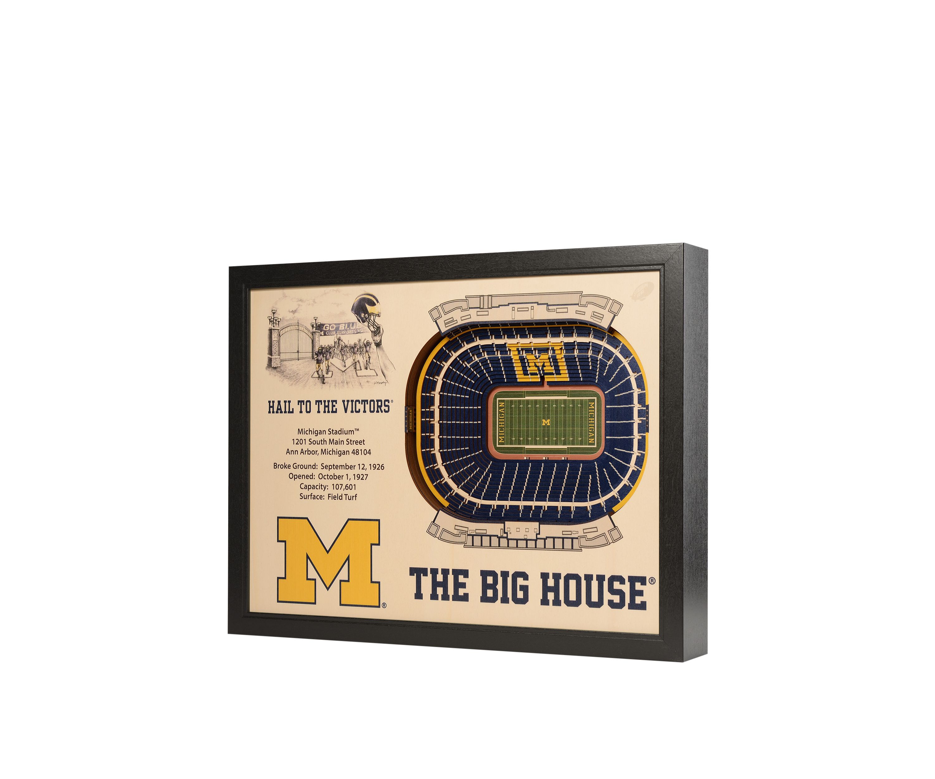 YouTheFan NCAA Michigan Wolverines FB 25-Layer StadiumViews 3D Wall Art - Michigan Stadium