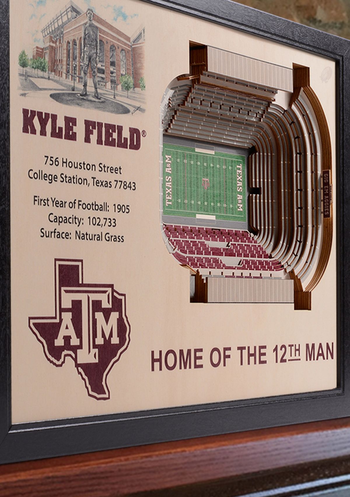 YouTheFan NCAA Texas A&M Aggies 25-Layer StadiumViews 3D Wall Art - Kyle Field