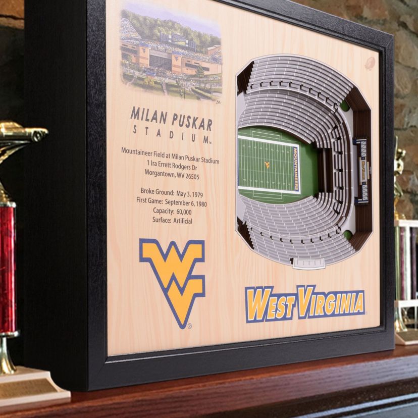 YouTheFan NCAA West Virginia Mountaineers FB 25-Layer StadiumViews 3D Wall Art - Milan Puskar Stadium