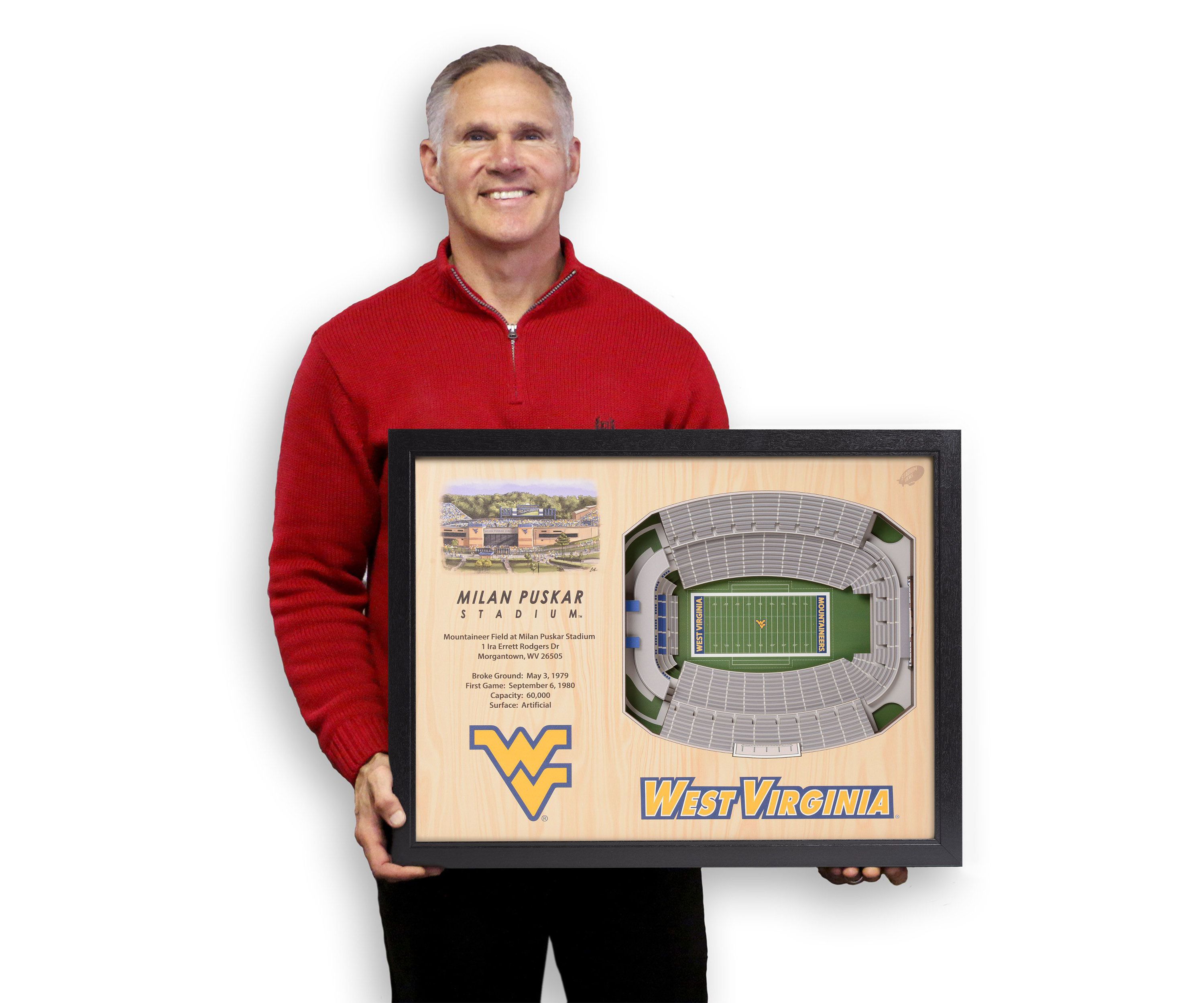 YouTheFan NCAA West Virginia Mountaineers FB 25-Layer StadiumViews 3D Wall Art - Milan Puskar Stadium
