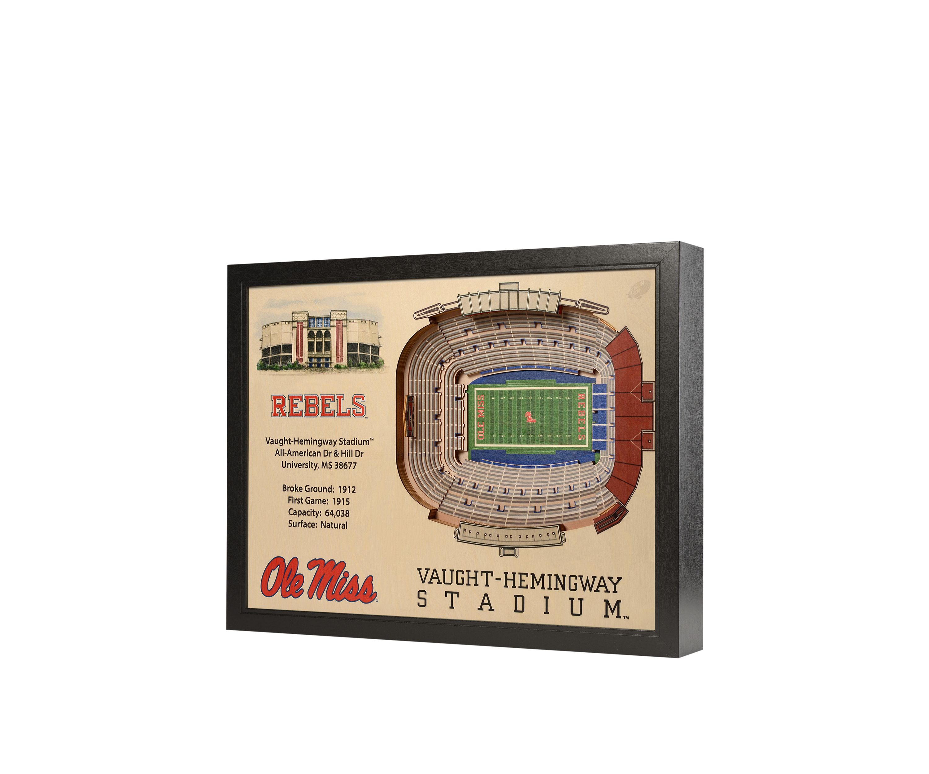 Ole Miss Rebels YouTheFan NCAA Mississippi Rebels 25-Layer StadiumViews 3D Wall Art - Vaught Hemingway Stadium