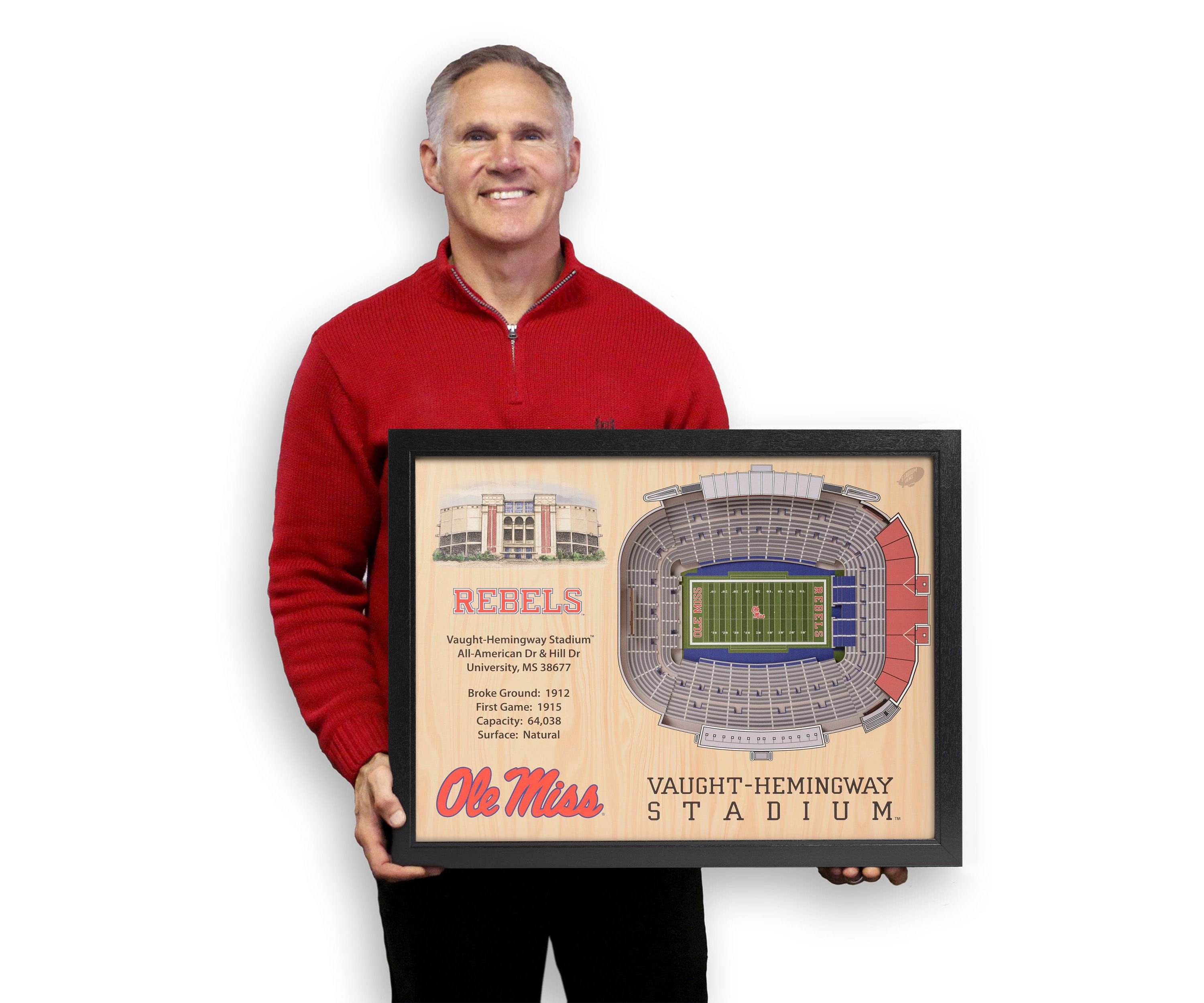 Ole Miss Rebels YouTheFan NCAA Mississippi Rebels 25-Layer StadiumViews 3D Wall Art - Vaught Hemingway Stadium