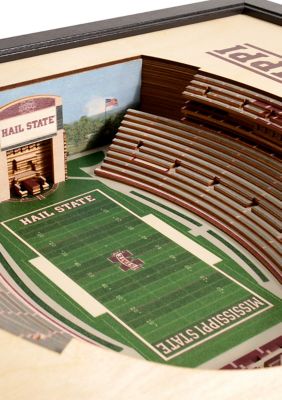 YouTheFan NCAA Mississippi State Bulldogs 25-Layer StadiumViews 3D Wall Art - Davis Wade Stadium at Scott Field