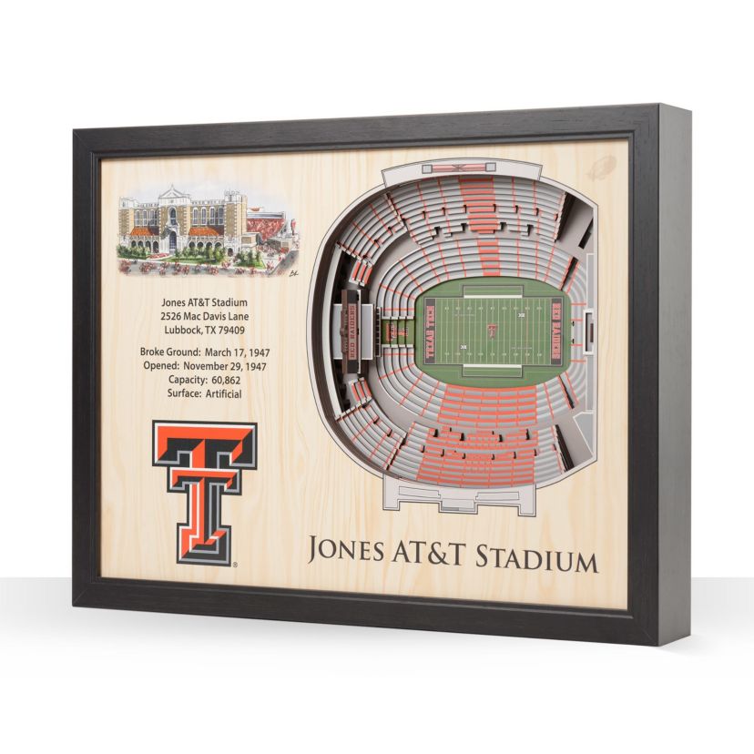 YouTheFan NCAA Texas Tech Red Raiders FB 25-Layer StadiumViews 3D Wall Art - Jones AT&T Stadium