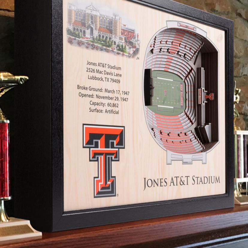 YouTheFan NCAA Texas Tech Red Raiders FB 25-Layer StadiumViews 3D Wall Art - Jones AT&T Stadium