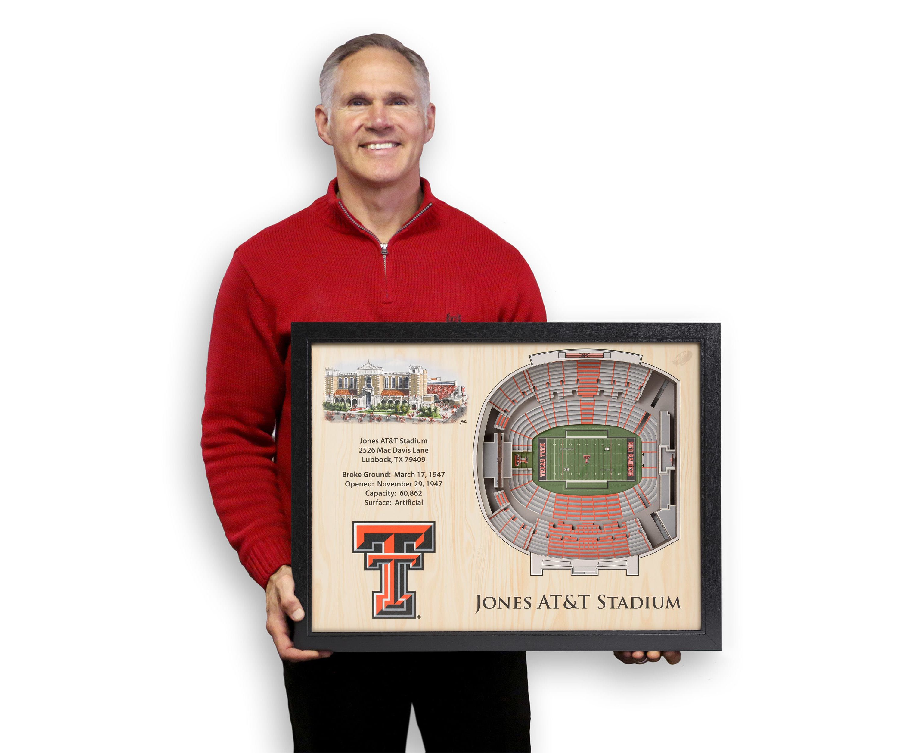 YouTheFan NCAA Texas Tech Red Raiders FB 25-Layer StadiumViews 3D Wall Art - Jones AT&T Stadium