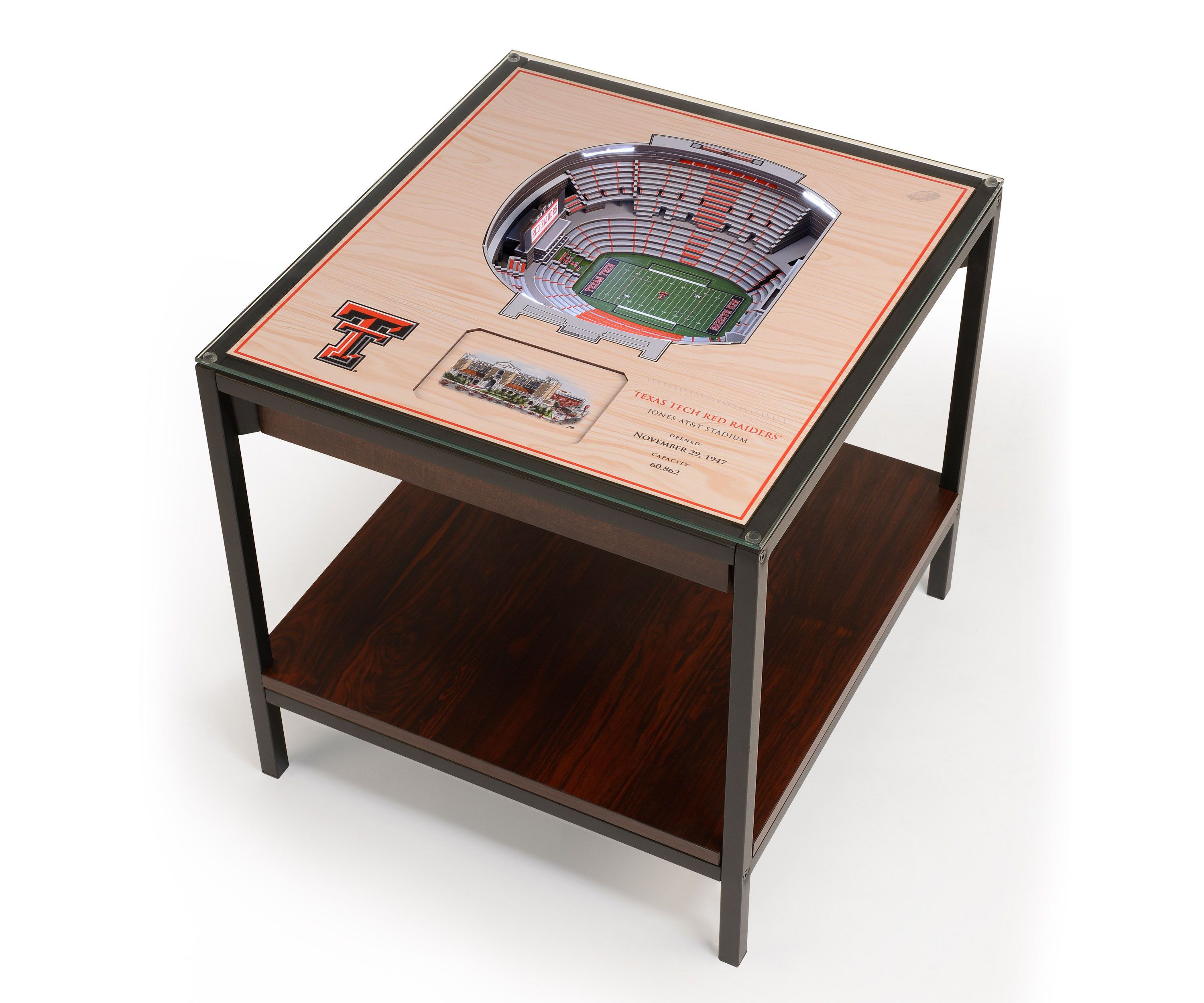 YouTheFan NCAA Texas Tech Red Raiders FB 25-Layer StadiumViews Lighted End Table - Jones AT&T Stadium