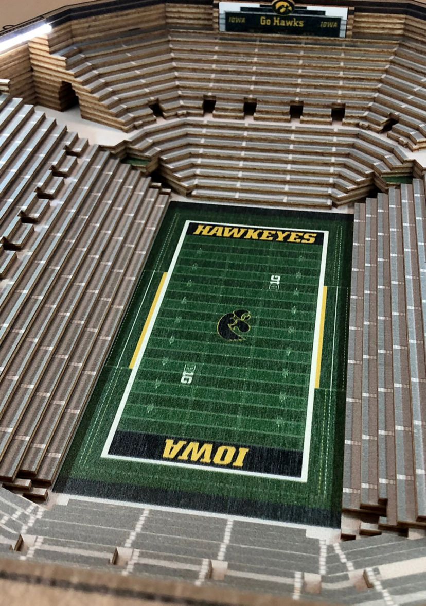 YouTheFan NCAA Iowa Hawkeyes 25-Layer StadiumViews End Table - Kinnick Stadium