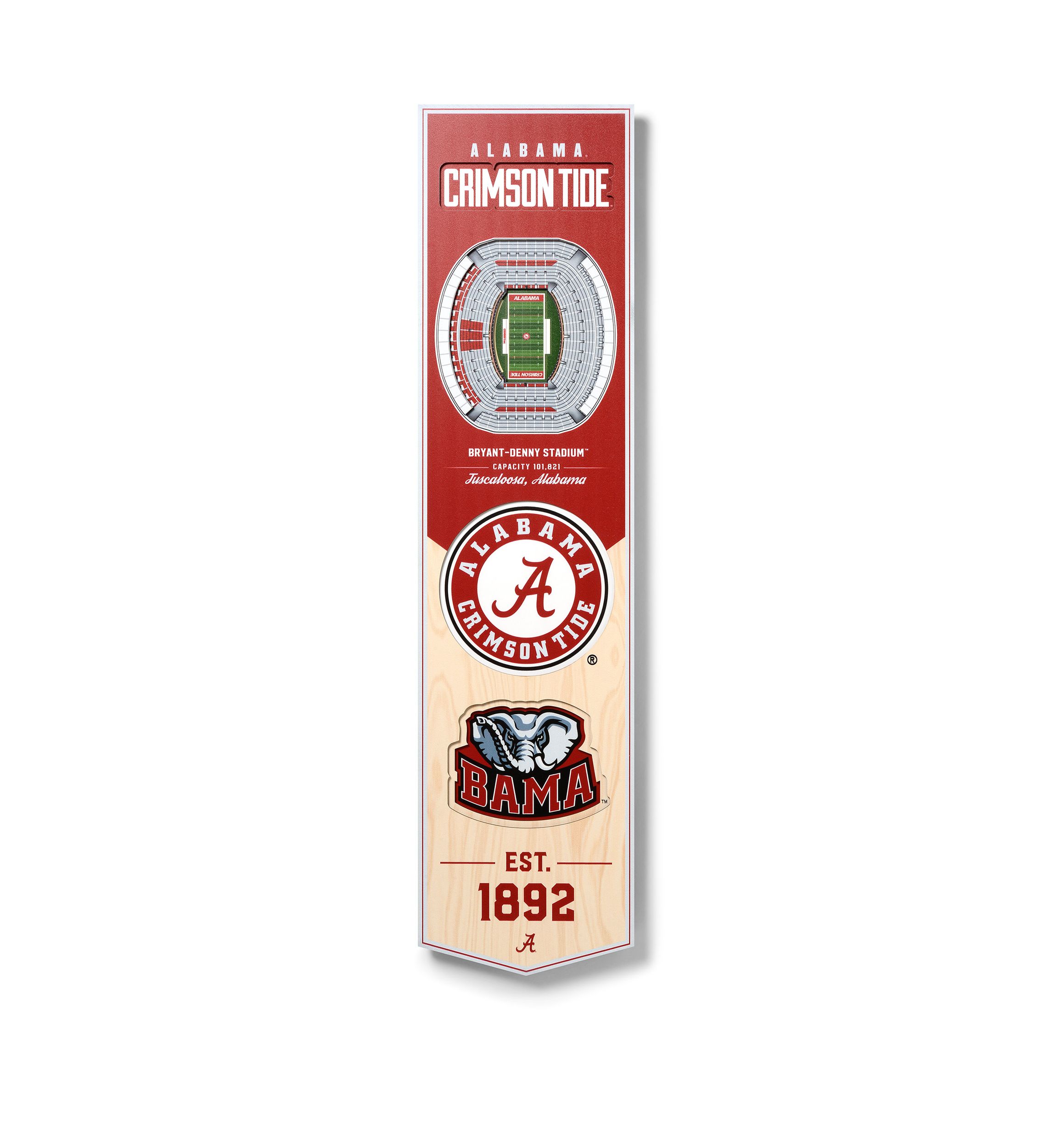 YouTheFan NCAA Alabama Crimson Tide 3D Stadium 8x32 Banner - Denny Stadium
