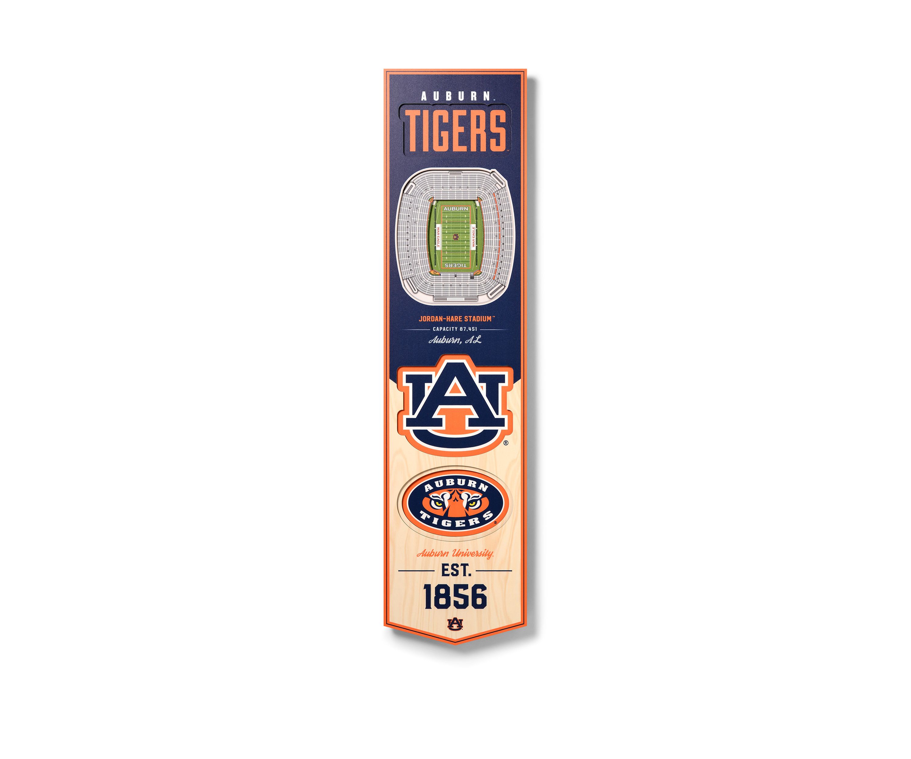 YouTheFan NCAA Auburn Tigers 3D Stadium 8x32 Banner - Hare Stadium