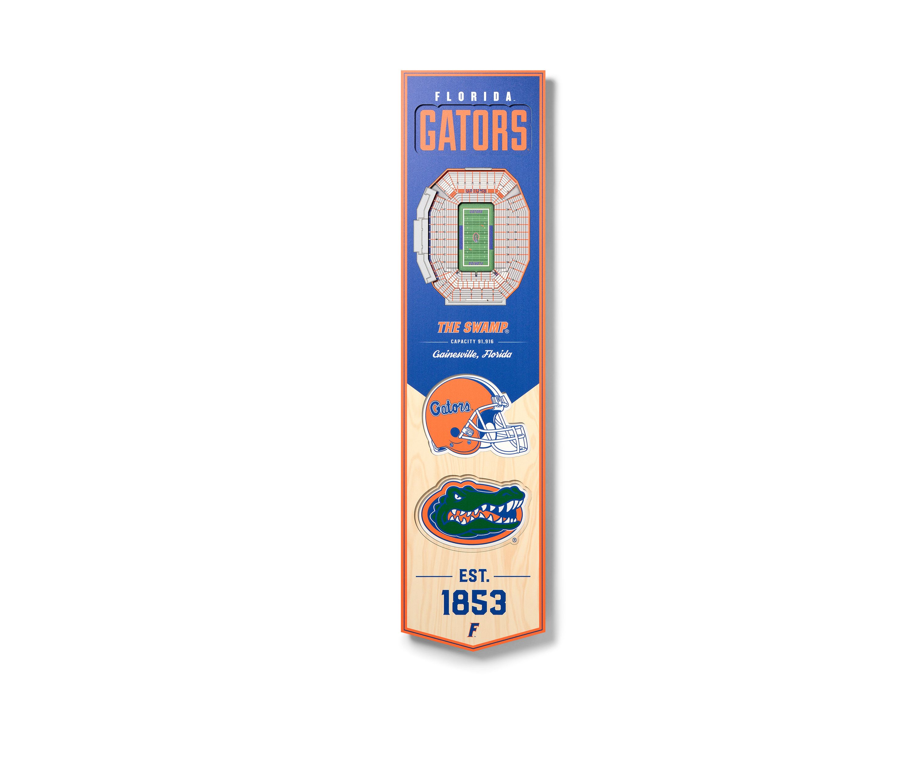 YouTheFan NCAA Florida Gators 3D Stadium 8x32 Banner - Ben Hill Griffin Stadium