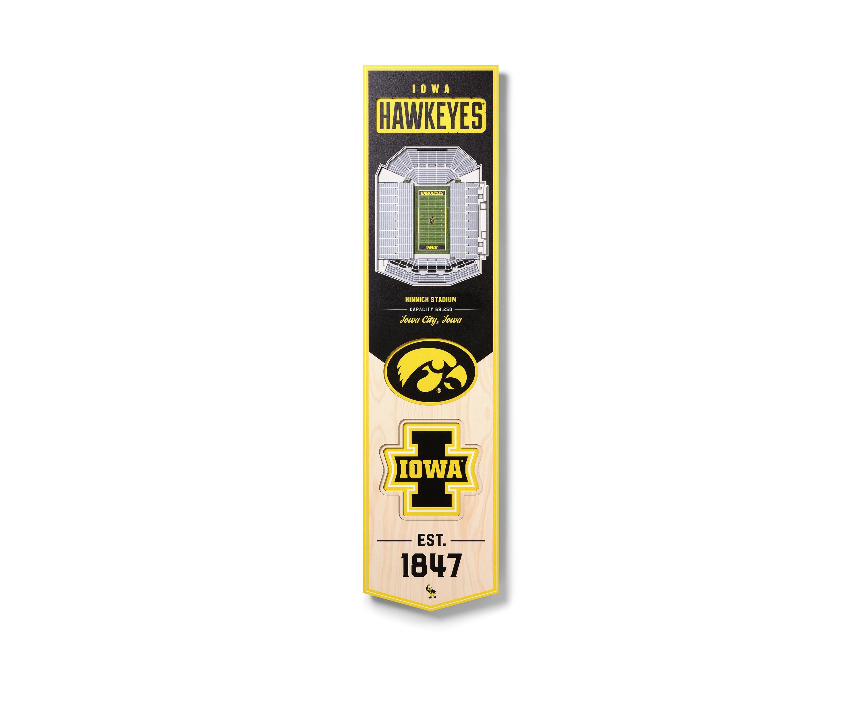 YouTheFan NCAA Iowa Hawkeyes 3D Stadium 8x32 Banner - Kinnick Stadium