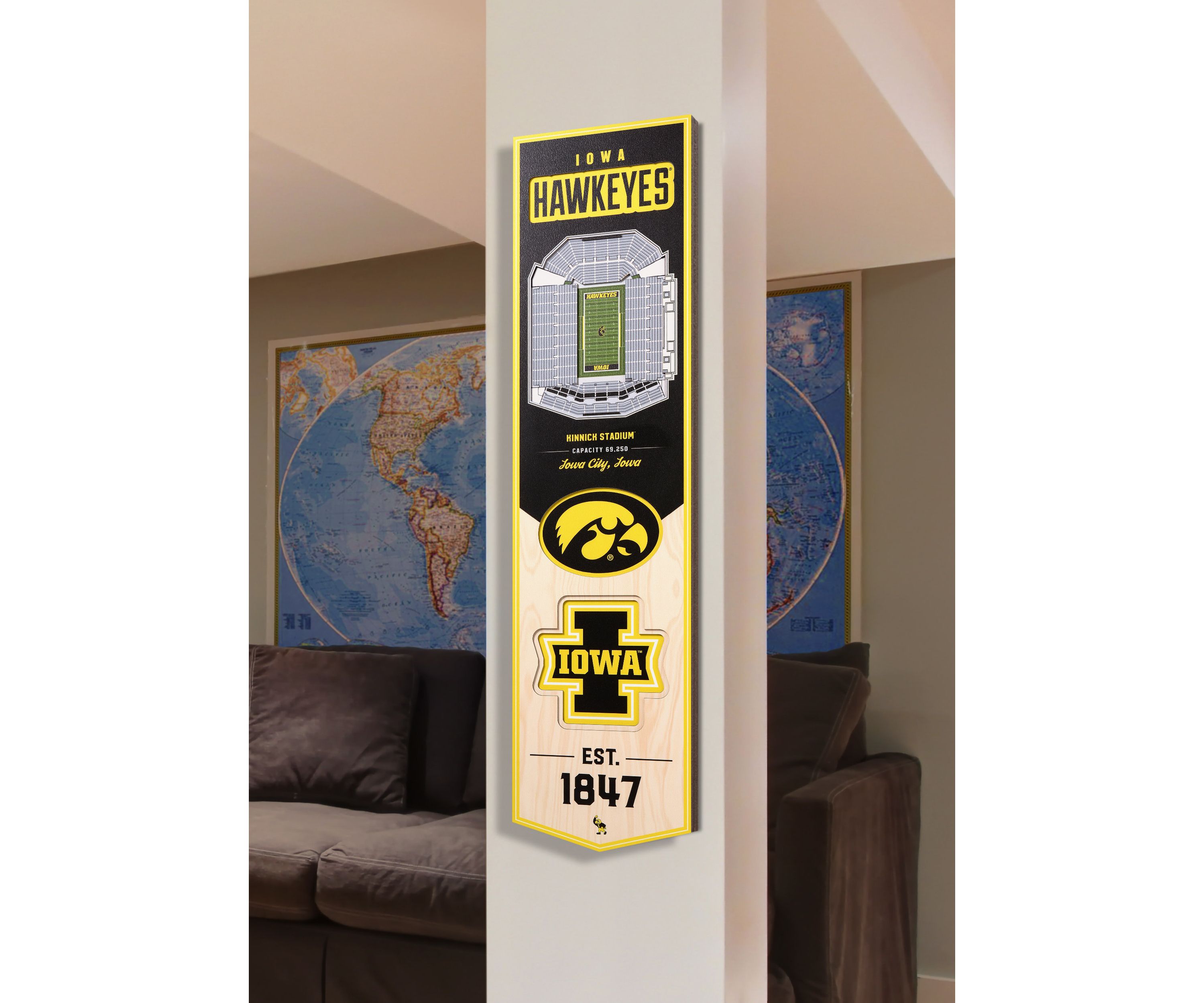 YouTheFan NCAA Iowa Hawkeyes 3D Stadium 8x32 Banner - Kinnick Stadium
