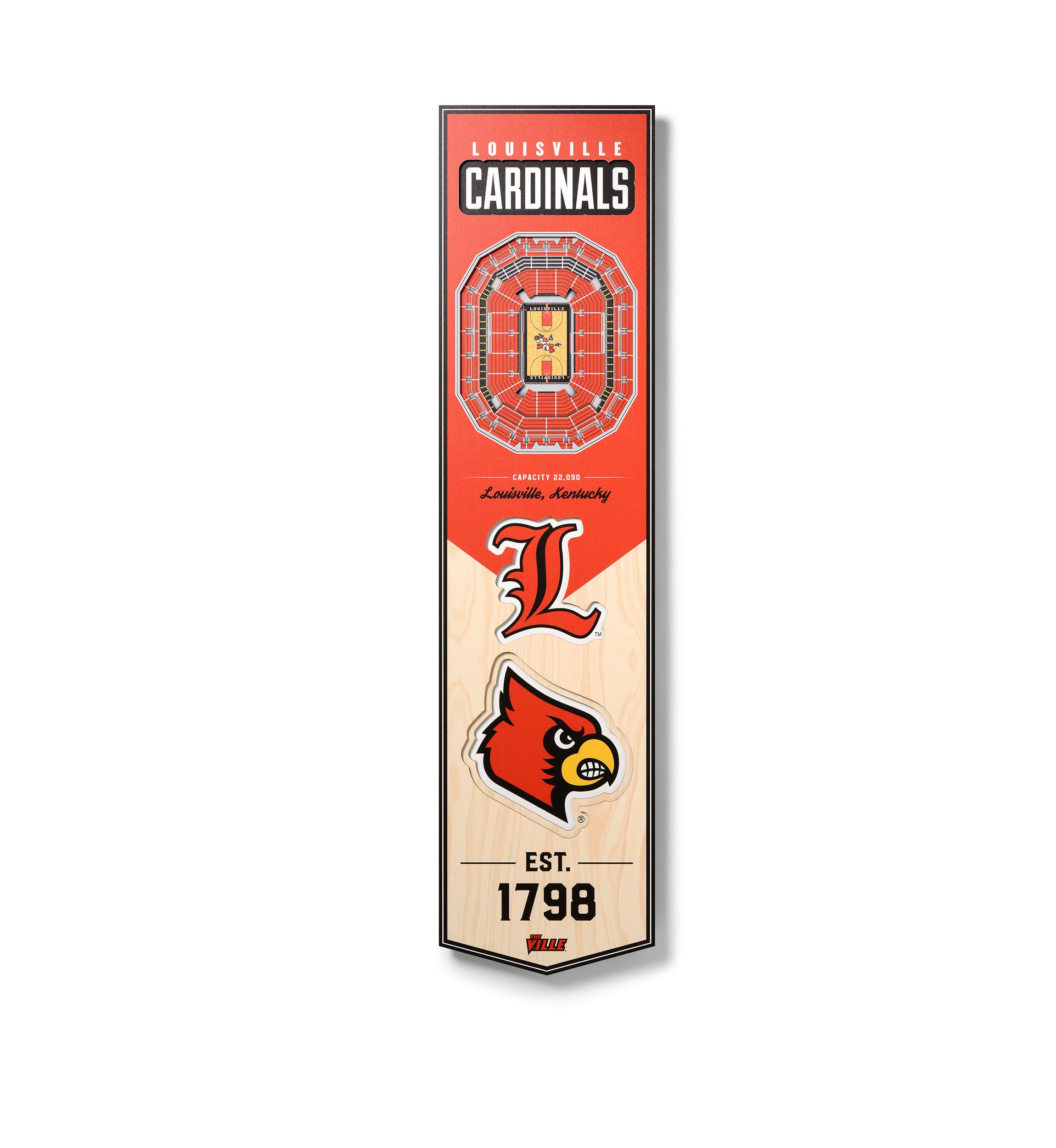 YouTheFan NCAA Louisville Cardinals 3D Stadium 8x32 Banner - KFC Yum! Center