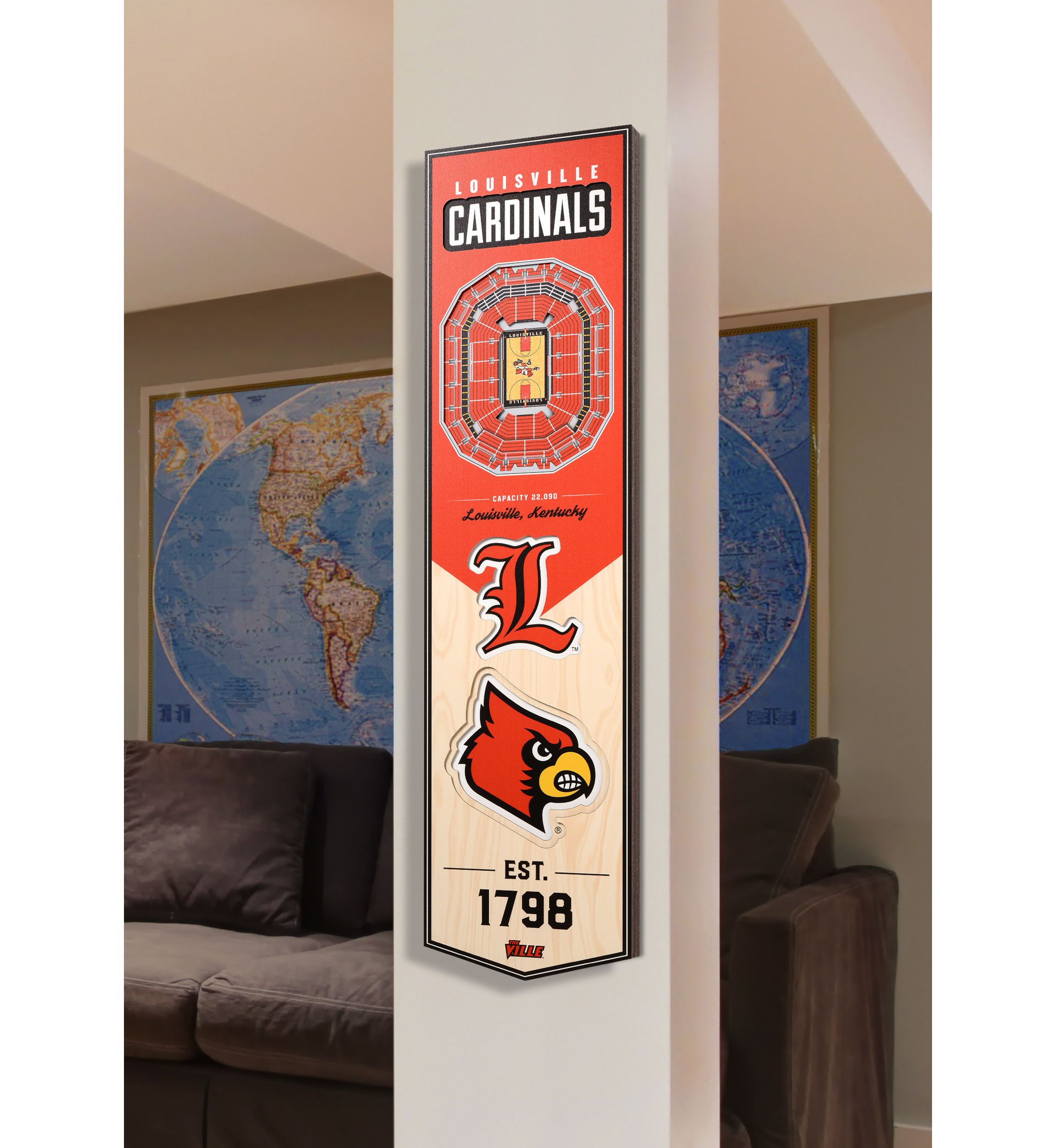 YouTheFan NCAA Louisville Cardinals 3D Stadium 8x32 Banner - KFC Yum! Center