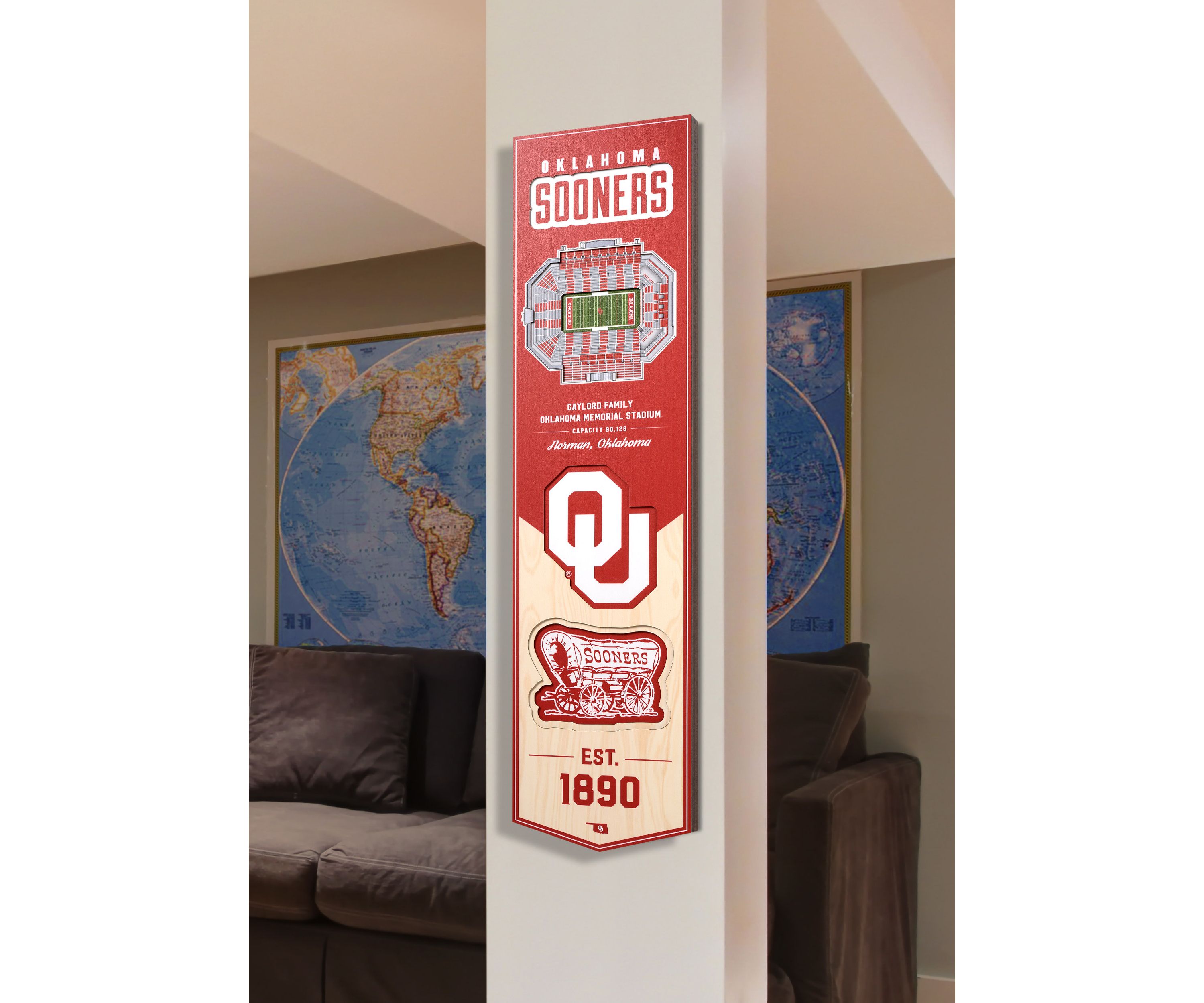 YouTheFan NCAA Oklahoma Sooners 3D Stadium 8x32 Banner - The Gaylord Family Oklahoma Memorial Stadium