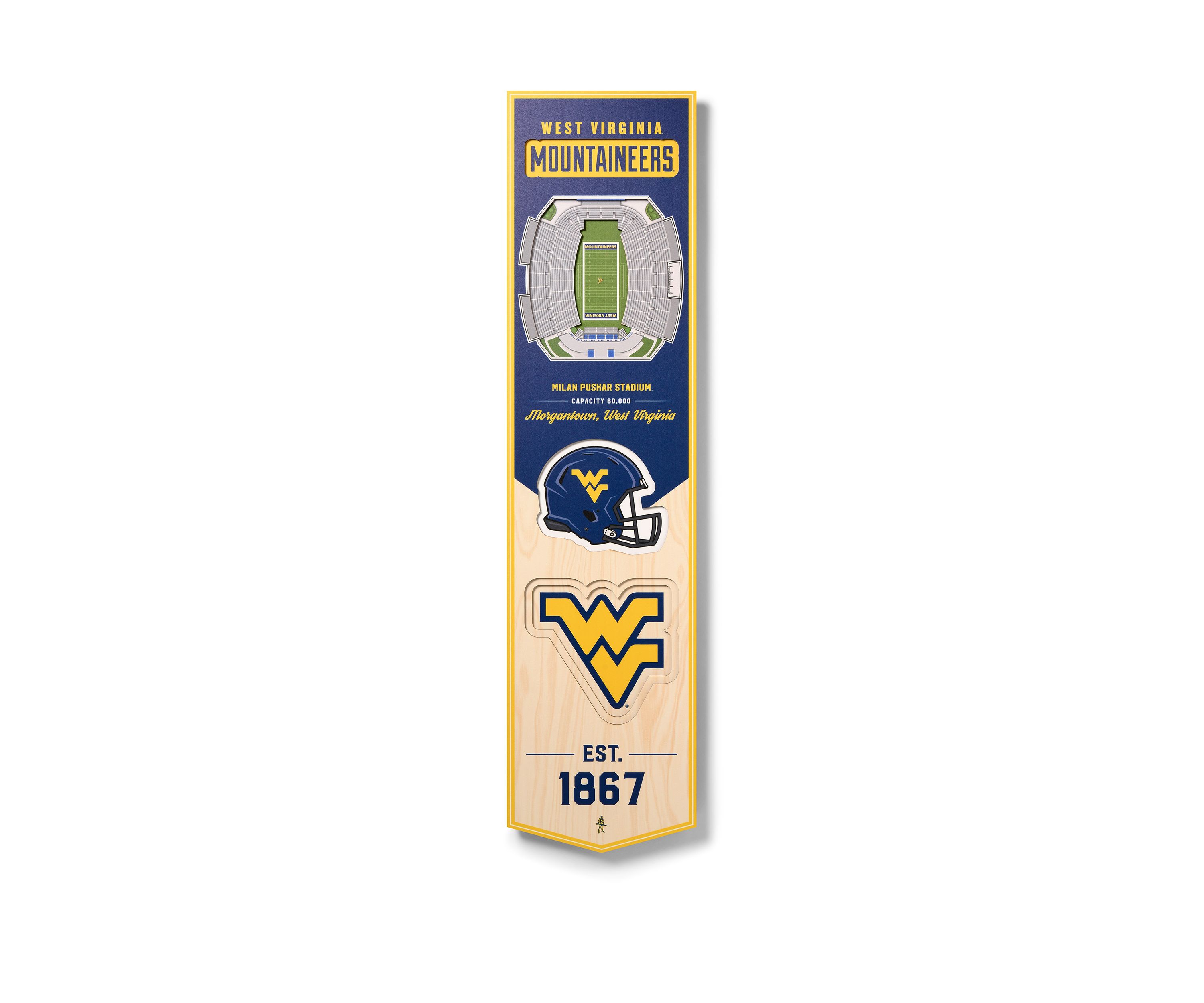 YouTheFan NCAA West Virginia Mountaineers FB 3D Stadium 8x32 Banner - Milan Puskar Stadium