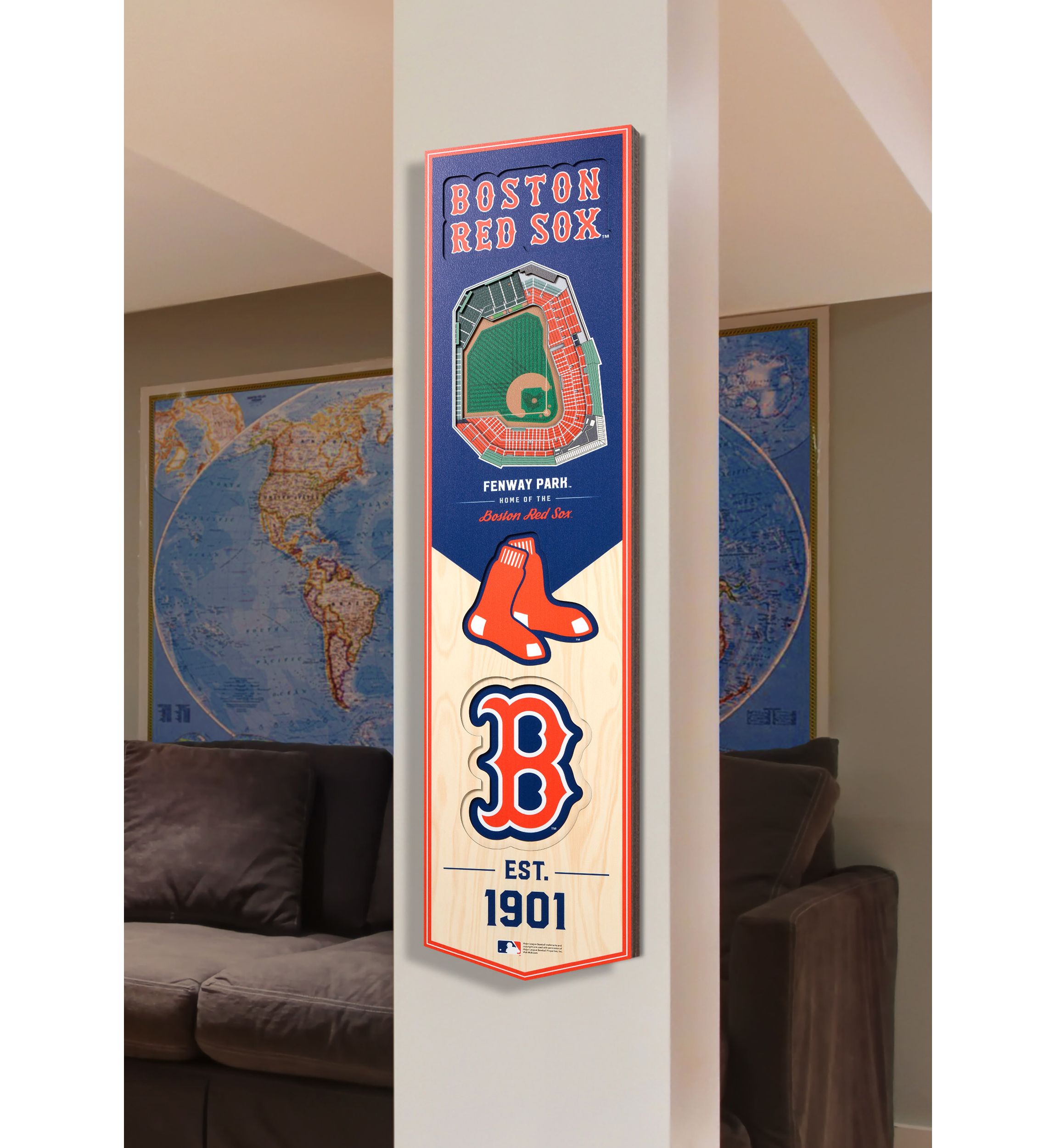YouTheFan MLB Boston Red Sox 3D Stadium 8x32 Banner - Fenway Park