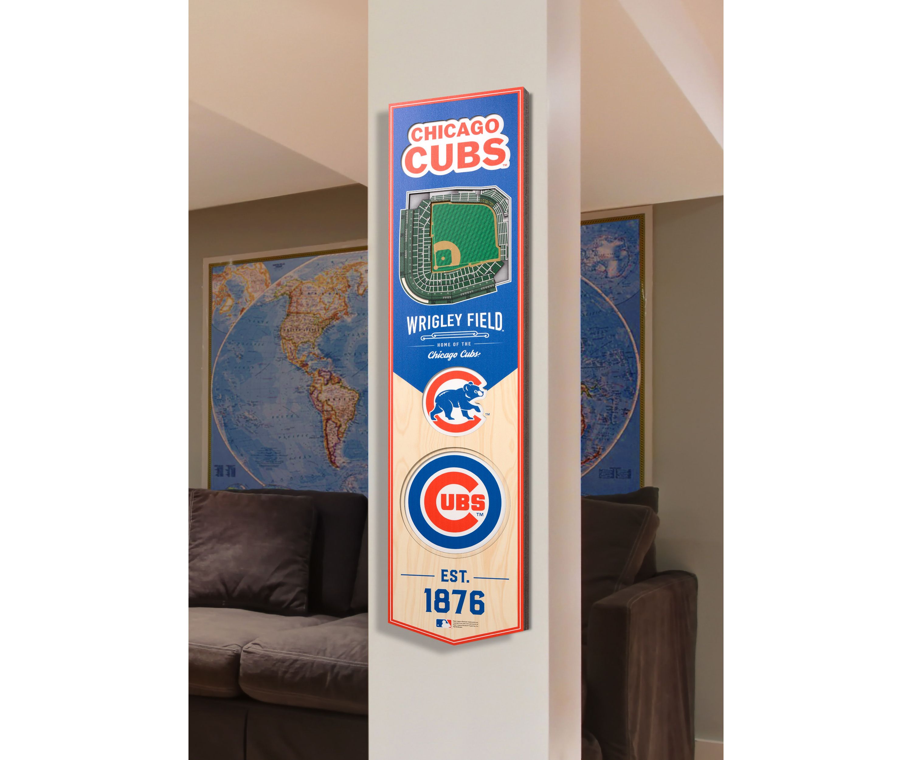 YouTheFan MLB Chicago Cubs 3D Stadium 8x32 Banner - Wrigley Field