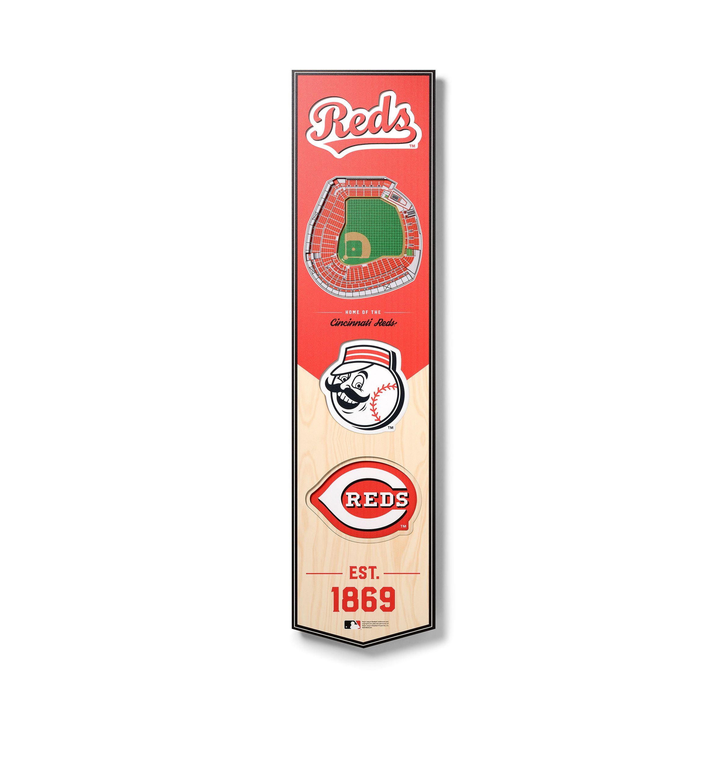 YouTheFan MLB Cincinnati Reds 3D Stadium 8x32 Banner - Great American Ball Park